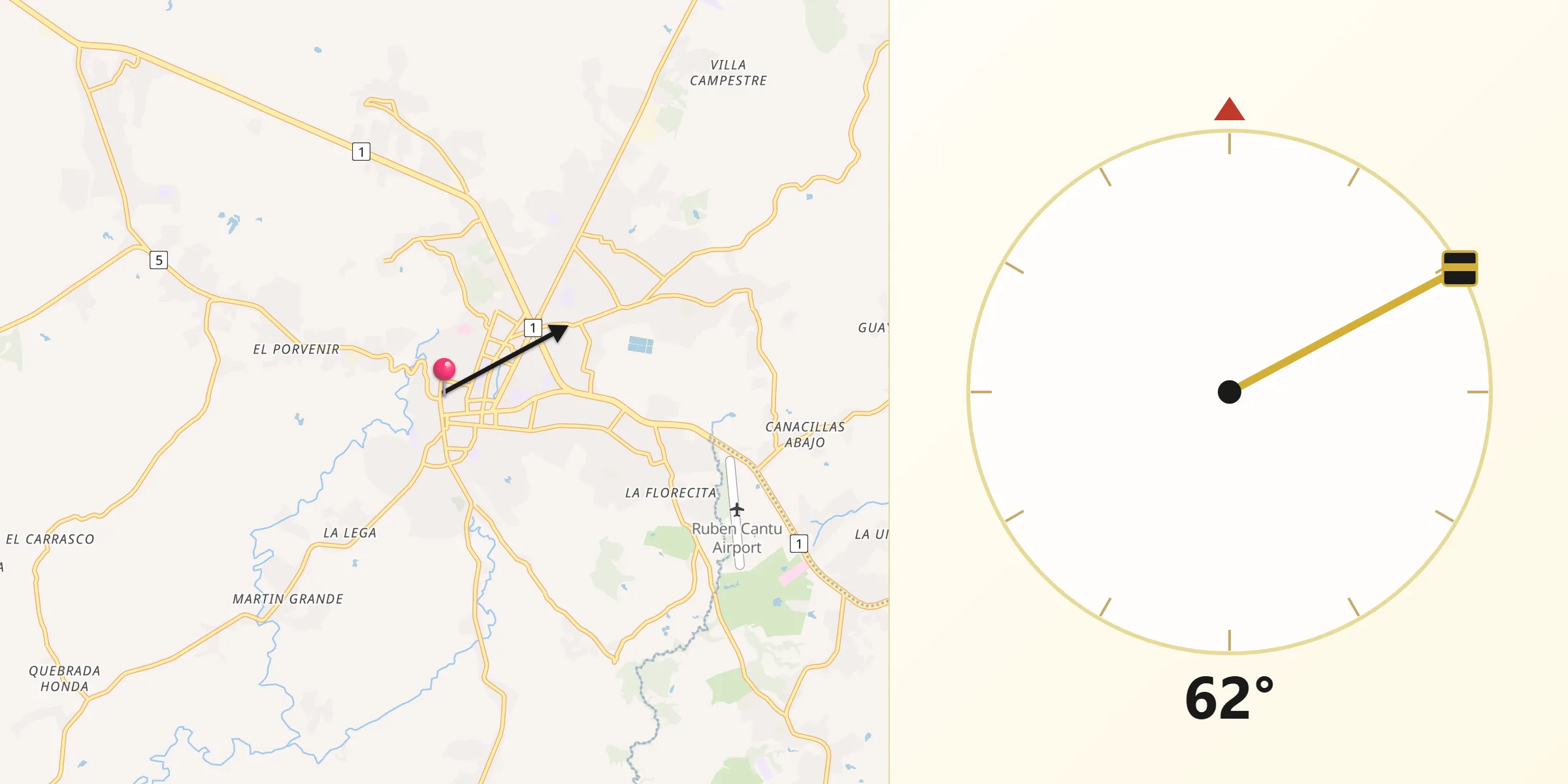 Dirección de la Qibla desde Santiago de Veraguas