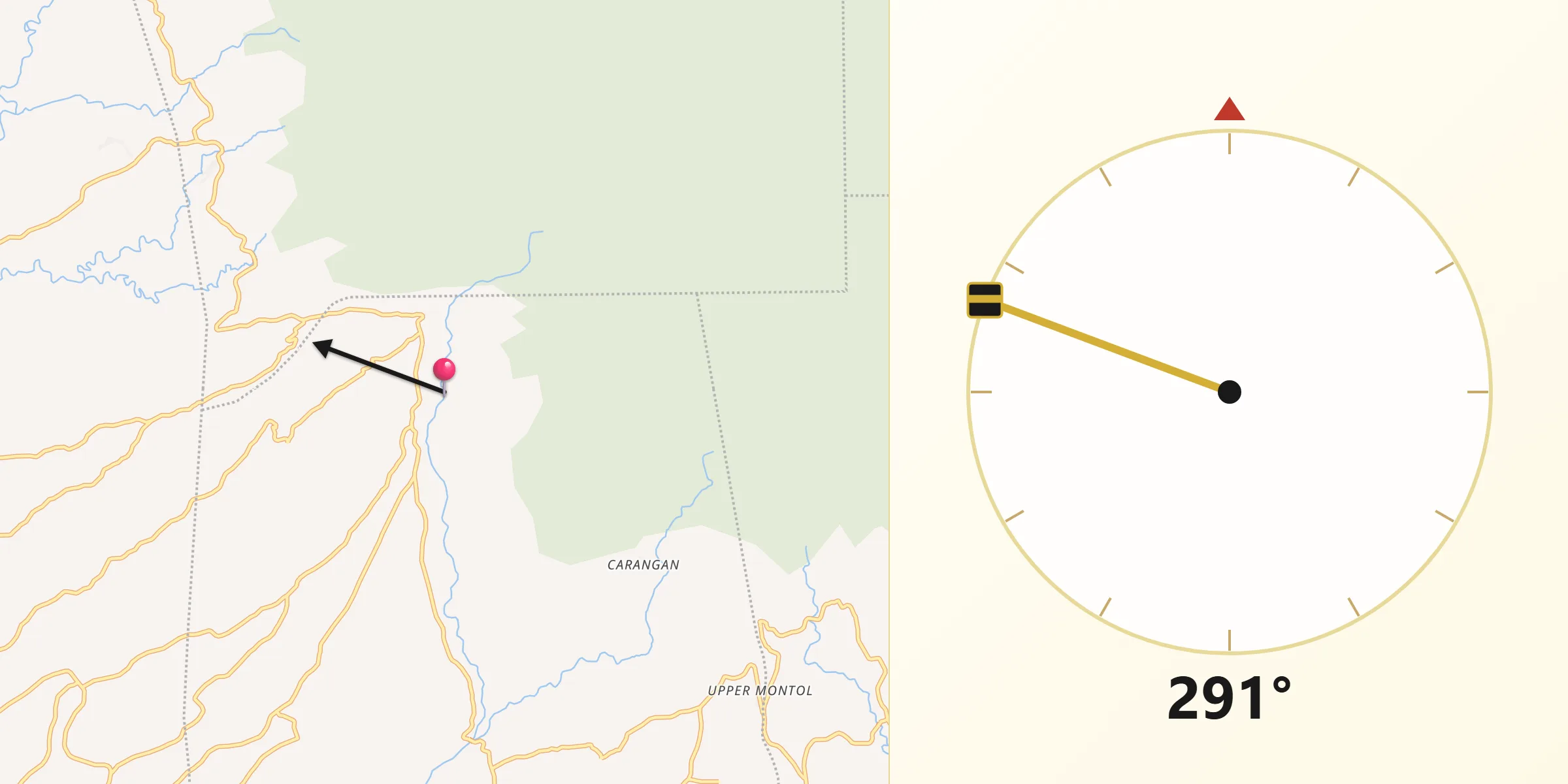 Qibla Direction from Ozamiz