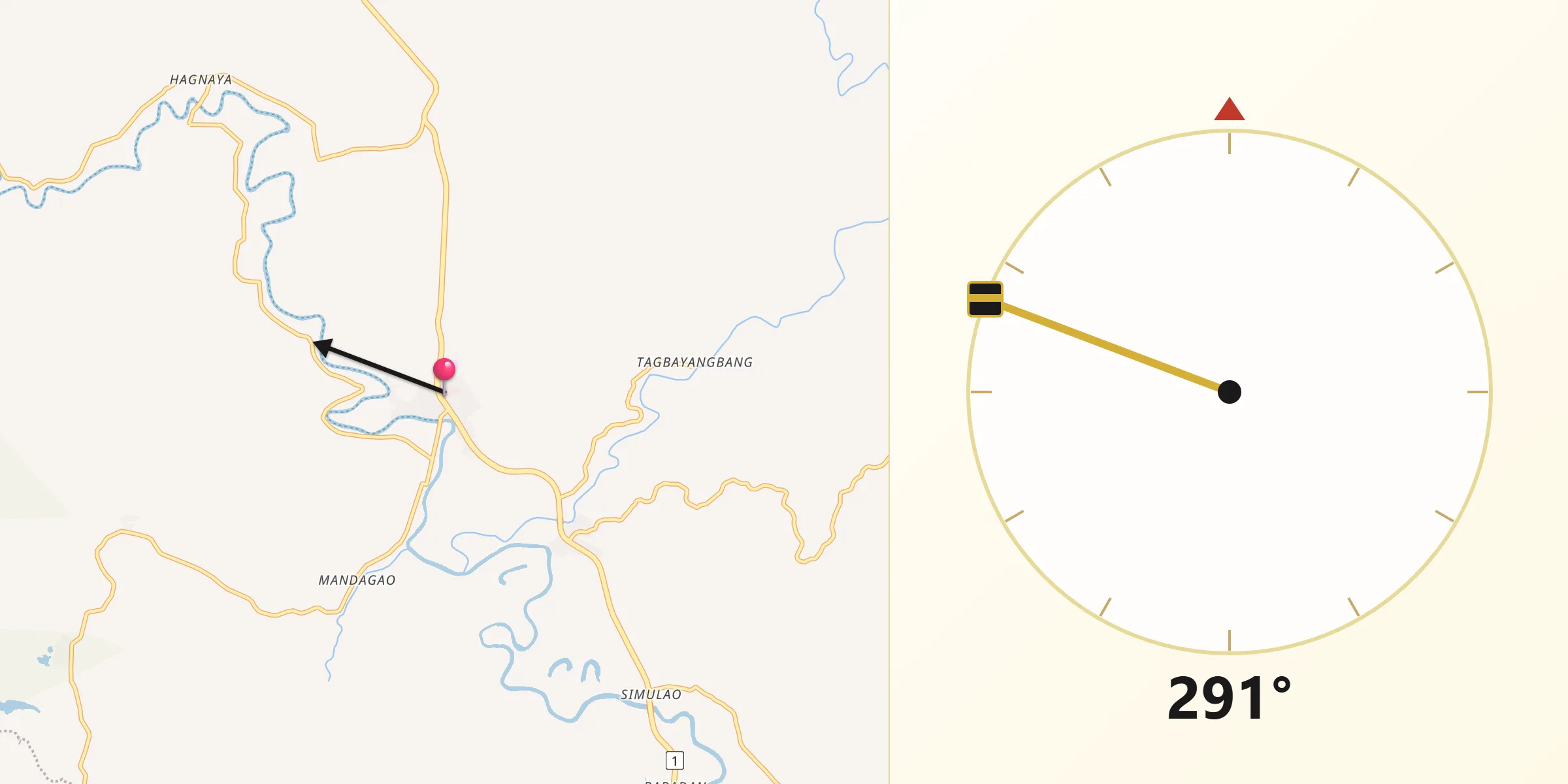 Qibla Direction from Bunawan