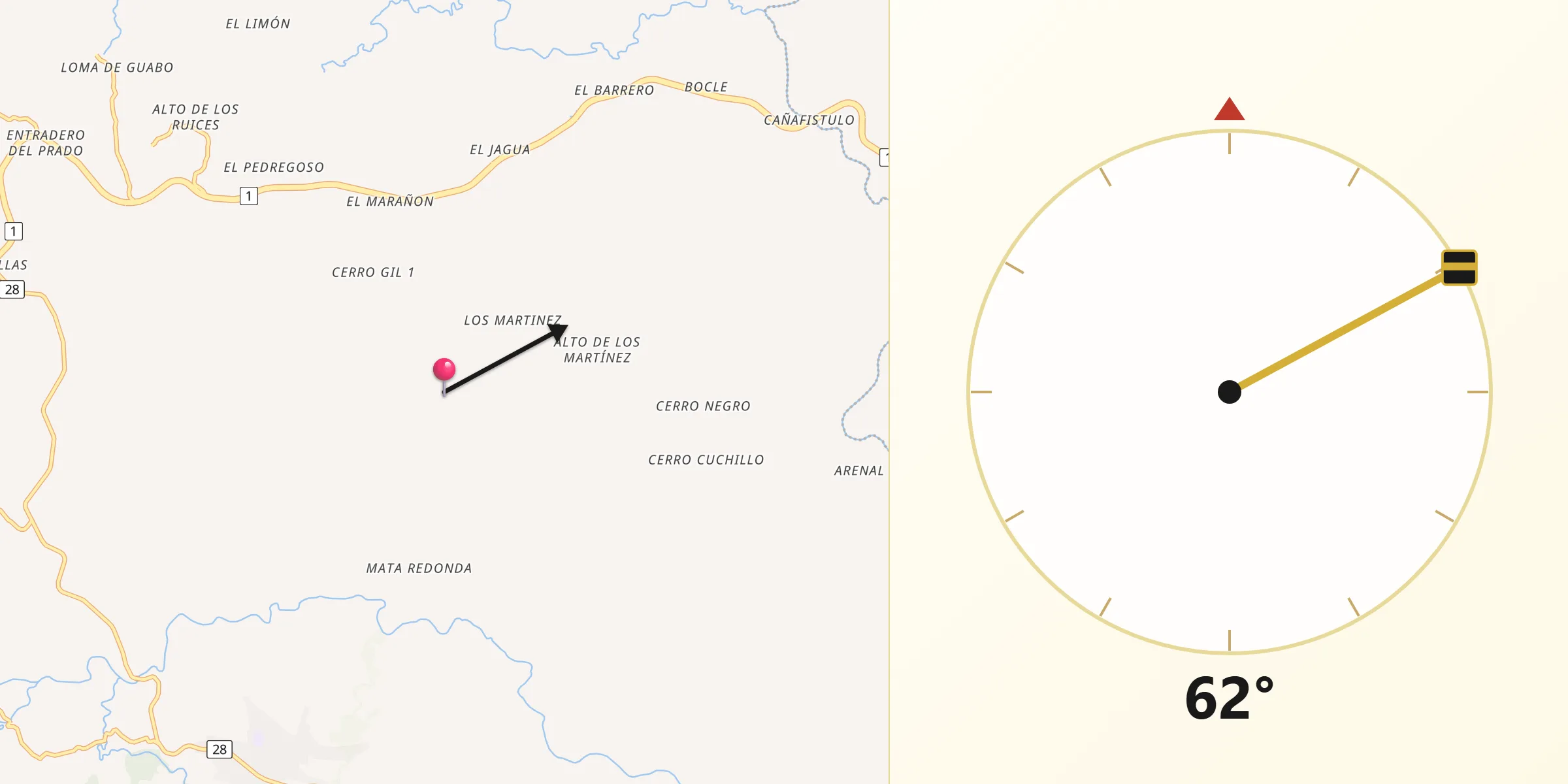 Dirección de la Qibla desde El Rincón