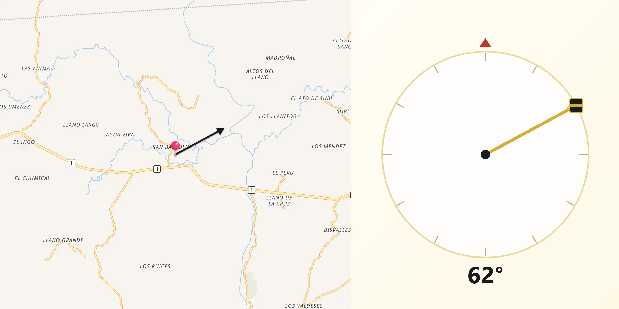 Dirección de la Qibla desde San Bartolo