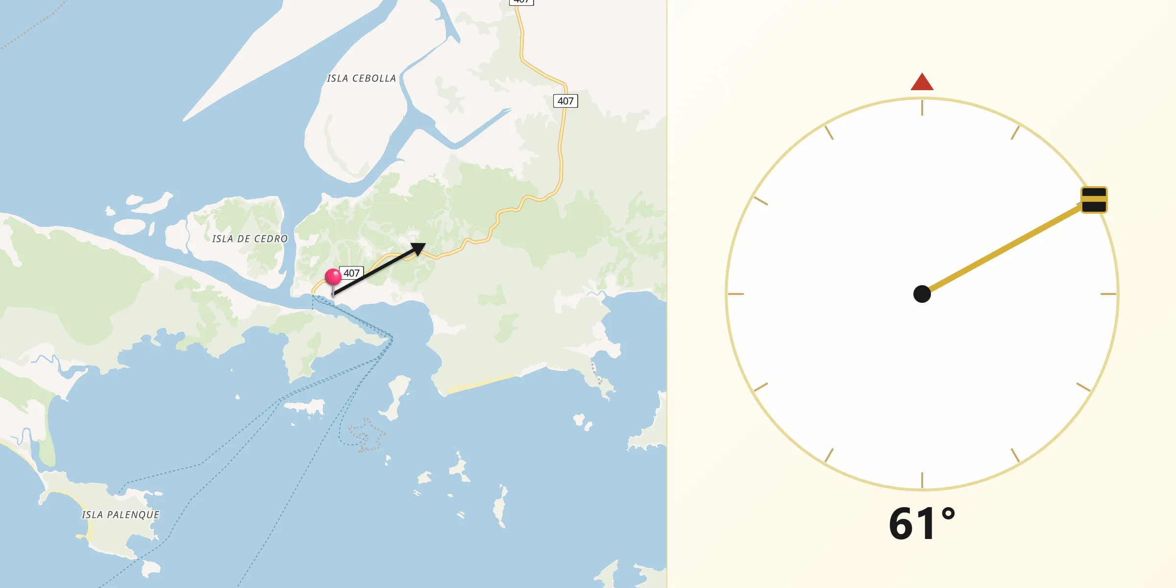 Dirección de la Qibla desde Boca Chica