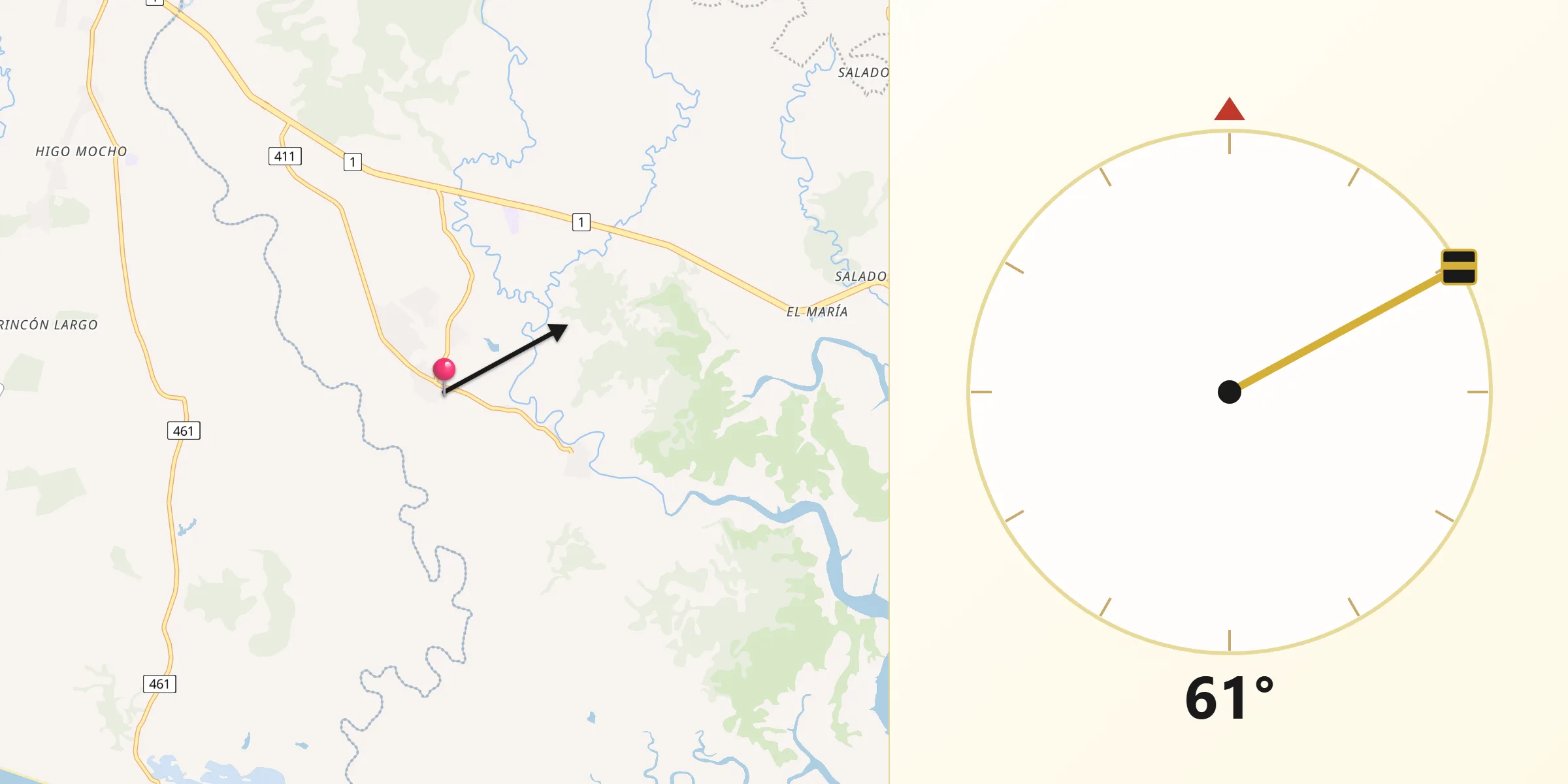 Dirección de la Qibla desde Remedios