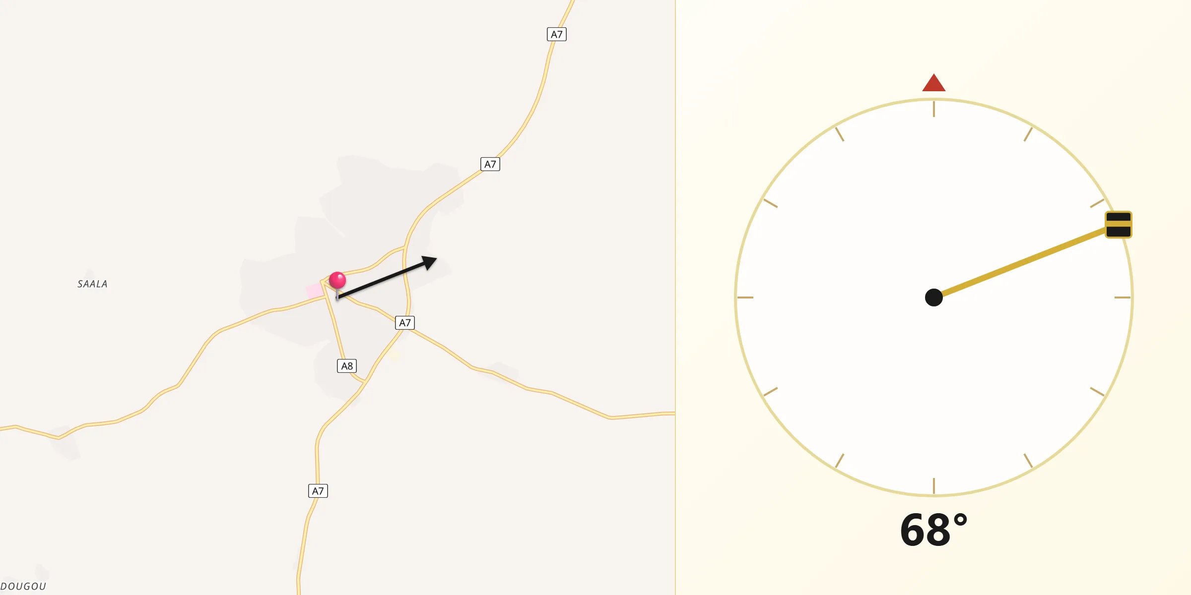 Direction vers la Qibla depuis Touba