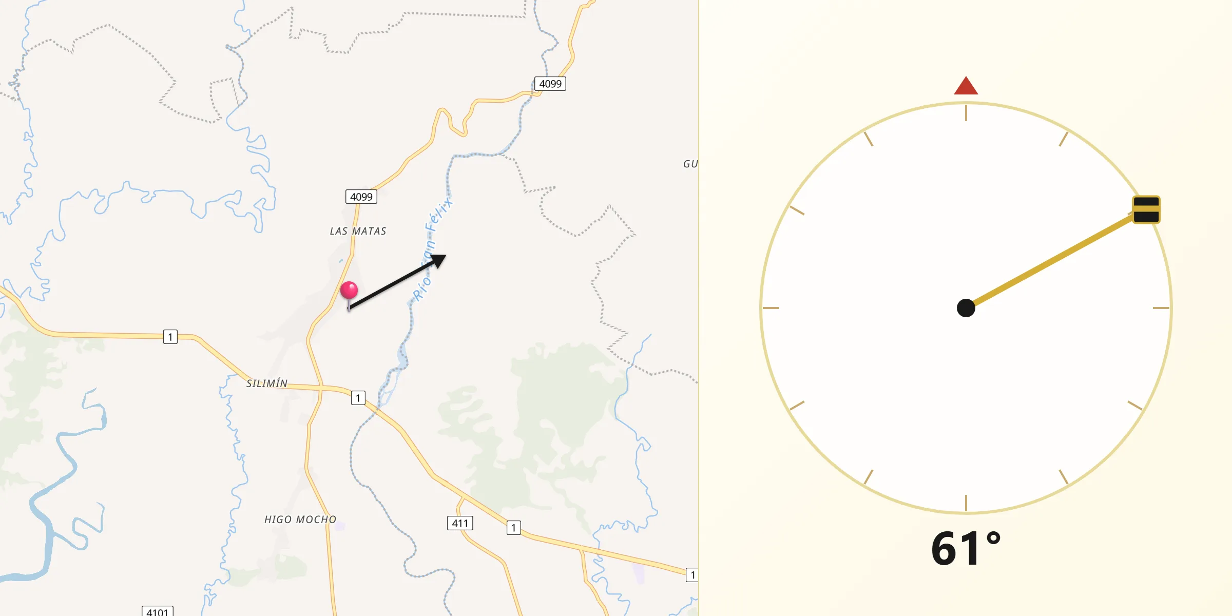 Dirección de la Qibla desde San Félix