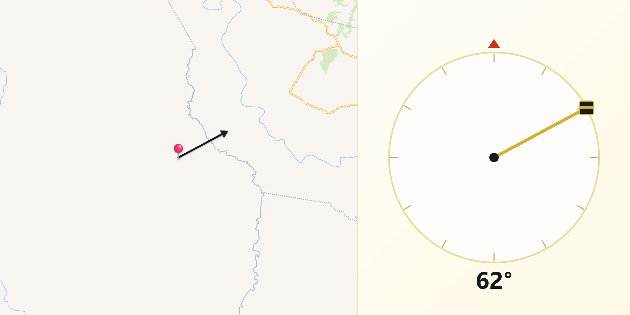 Dirección de la Qibla desde La Laguna