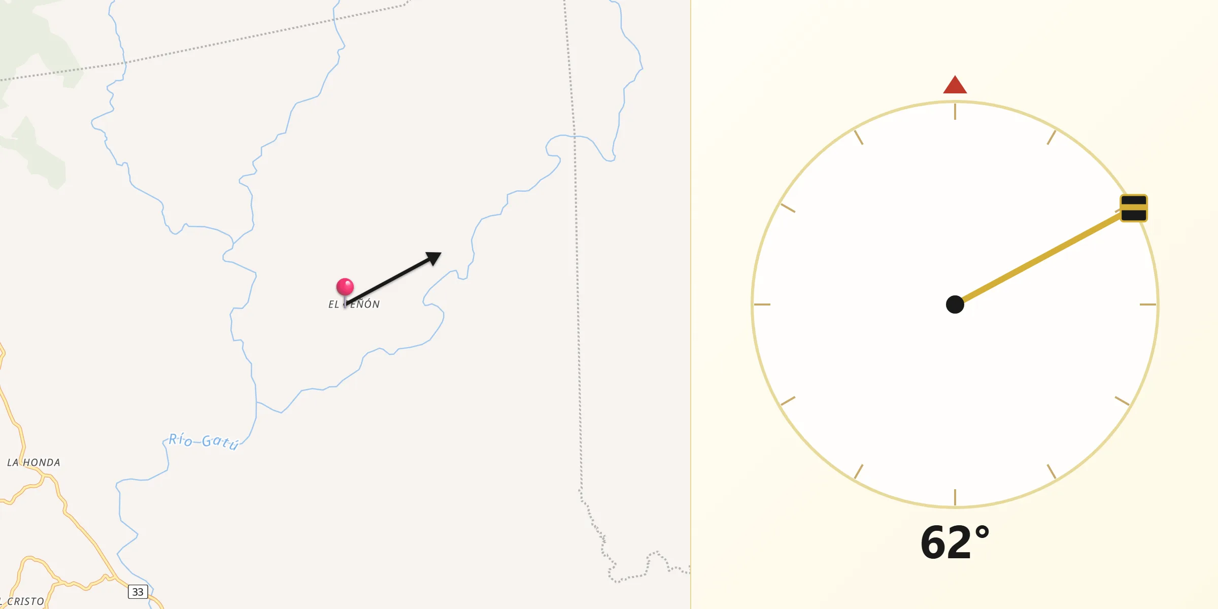 Dirección de la Qibla desde El Peñón
