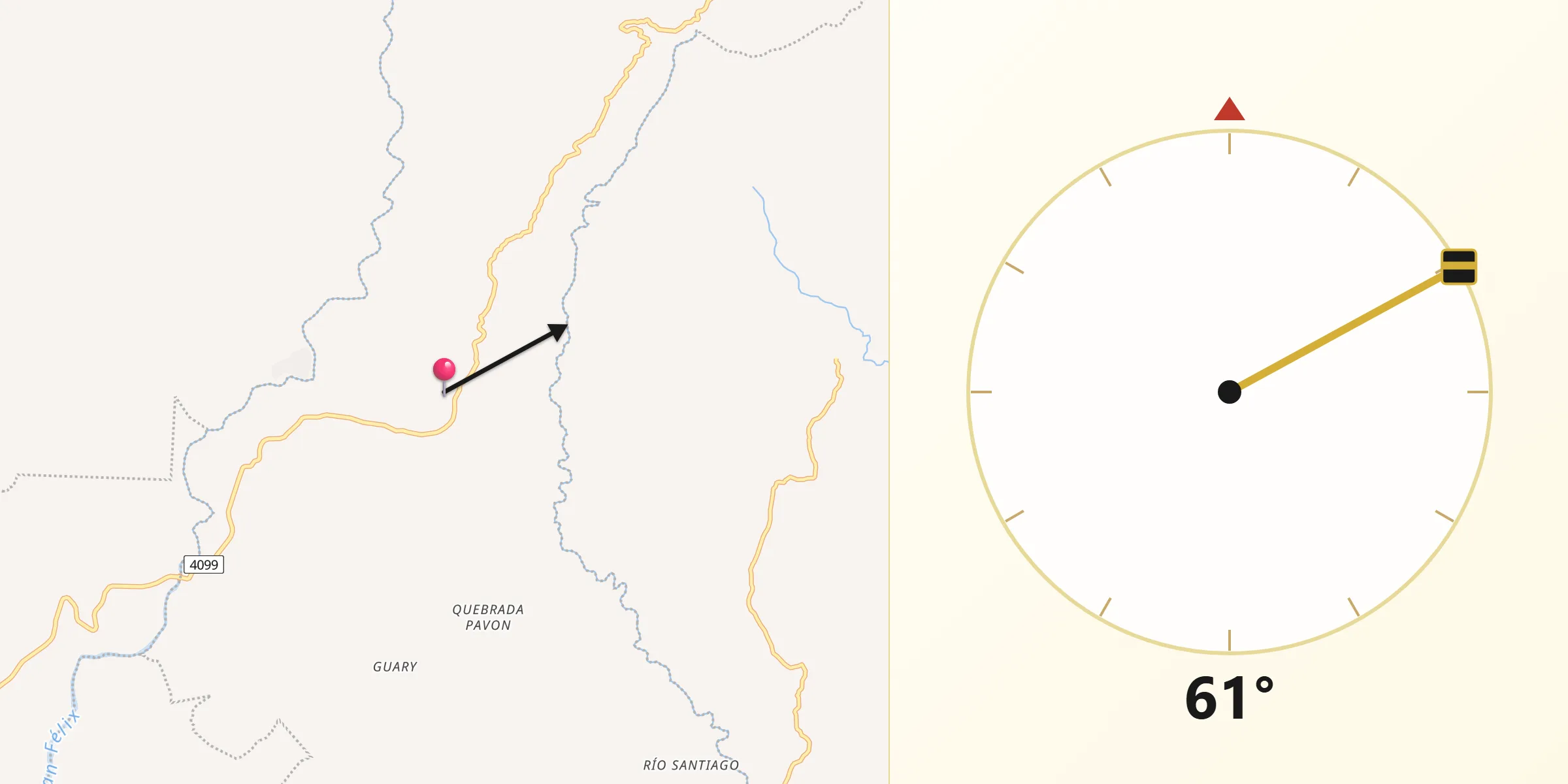 Dirección de la Qibla desde Oma