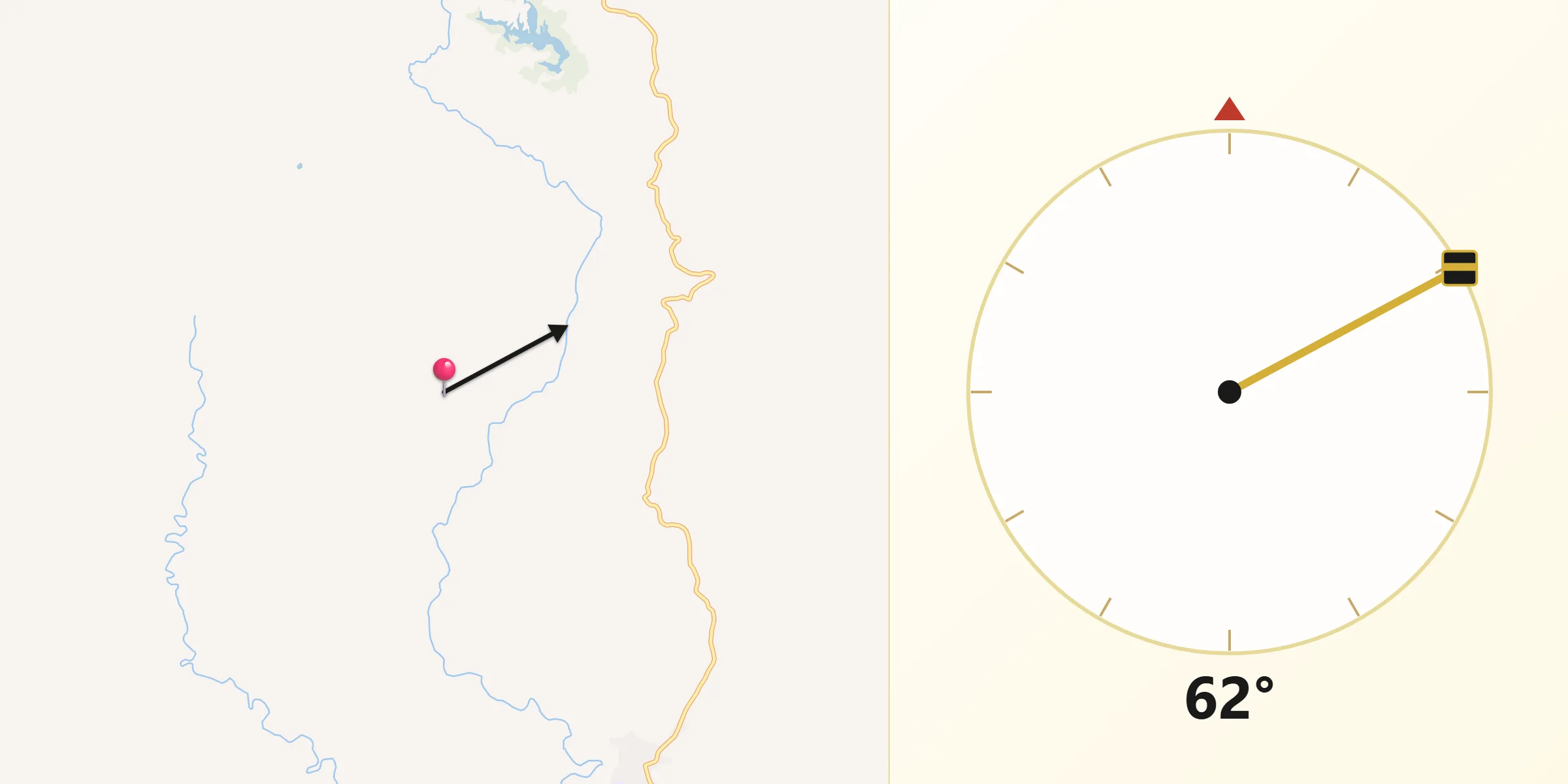 Dirección de la Qibla desde Monjarás