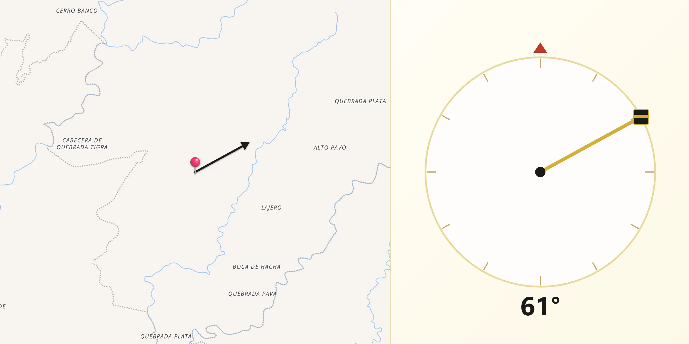 Dirección de la Qibla desde Camarón Arriba