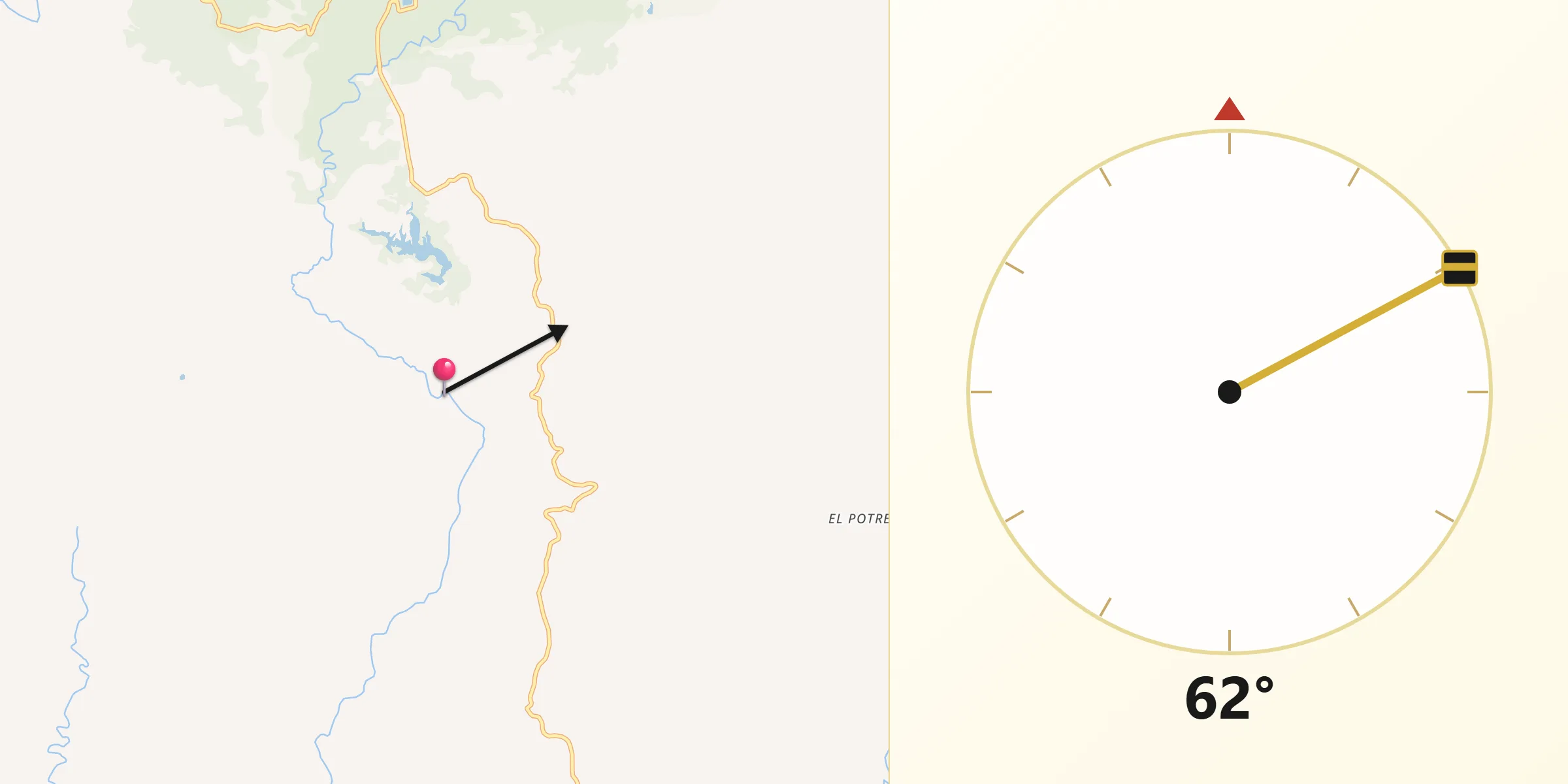 Dirección de la Qibla desde Distrito de Calobre