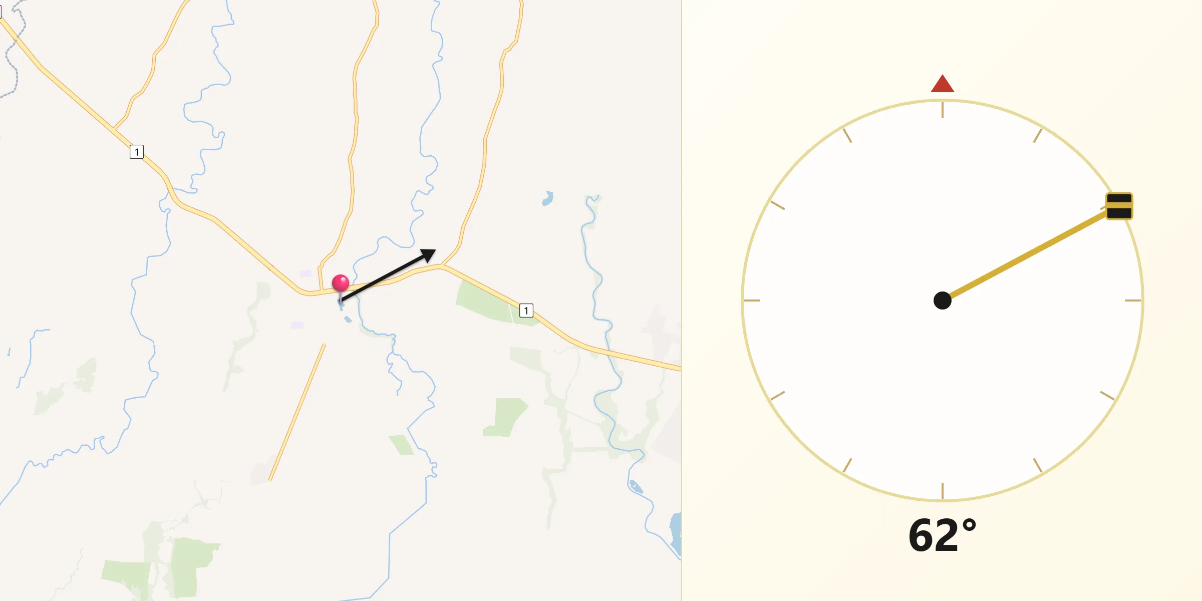 Dirección de la Qibla desde Antón