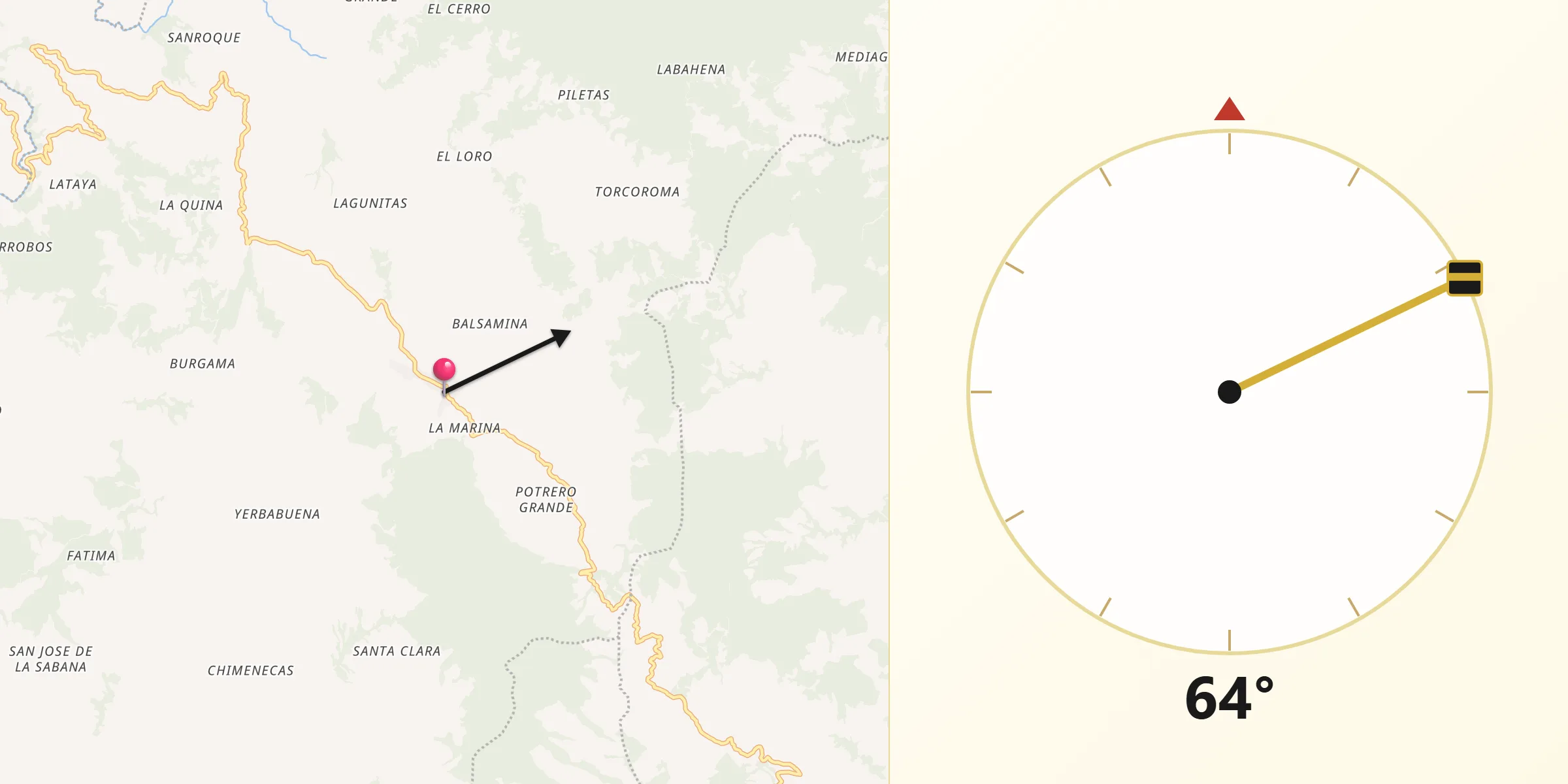 Dirección de la Qibla desde San Calixto