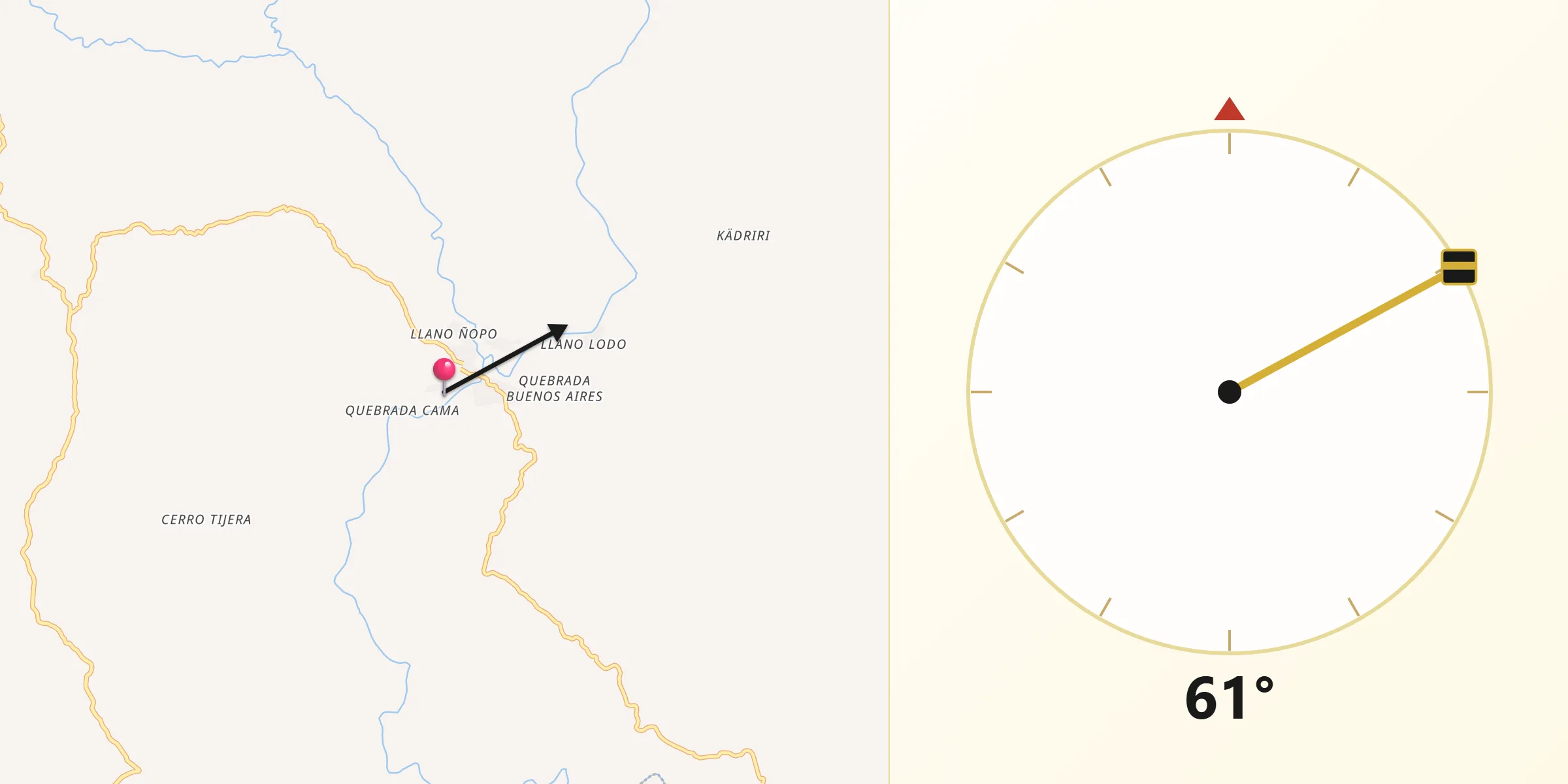 Dirección de la Qibla desde Llano Ñopo