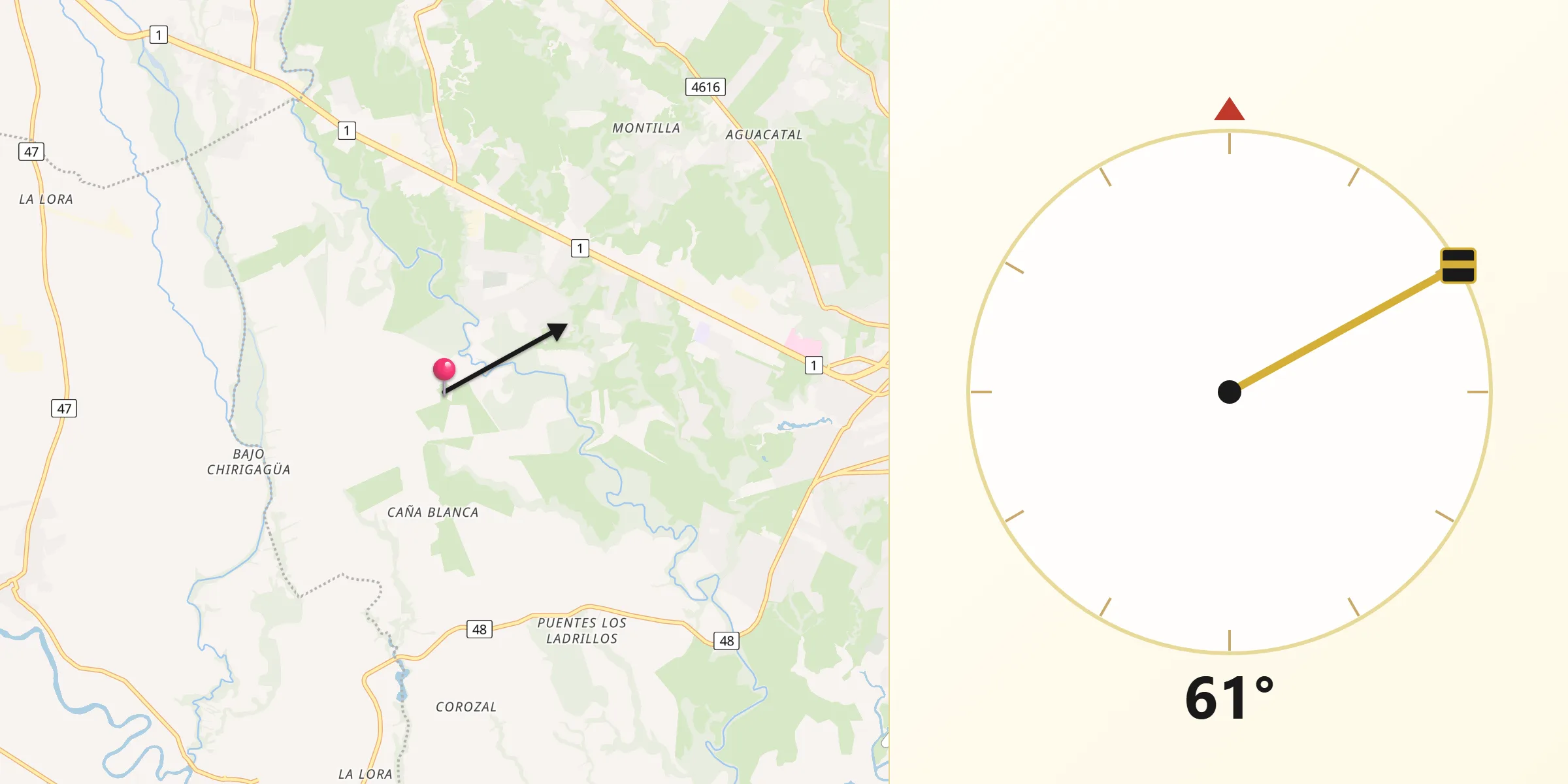 Dirección de la Qibla desde San Pablo Nuevo Abajo