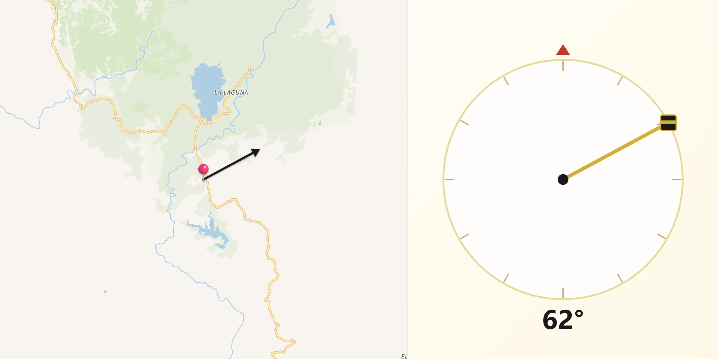 Dirección de la Qibla desde La Yeguada