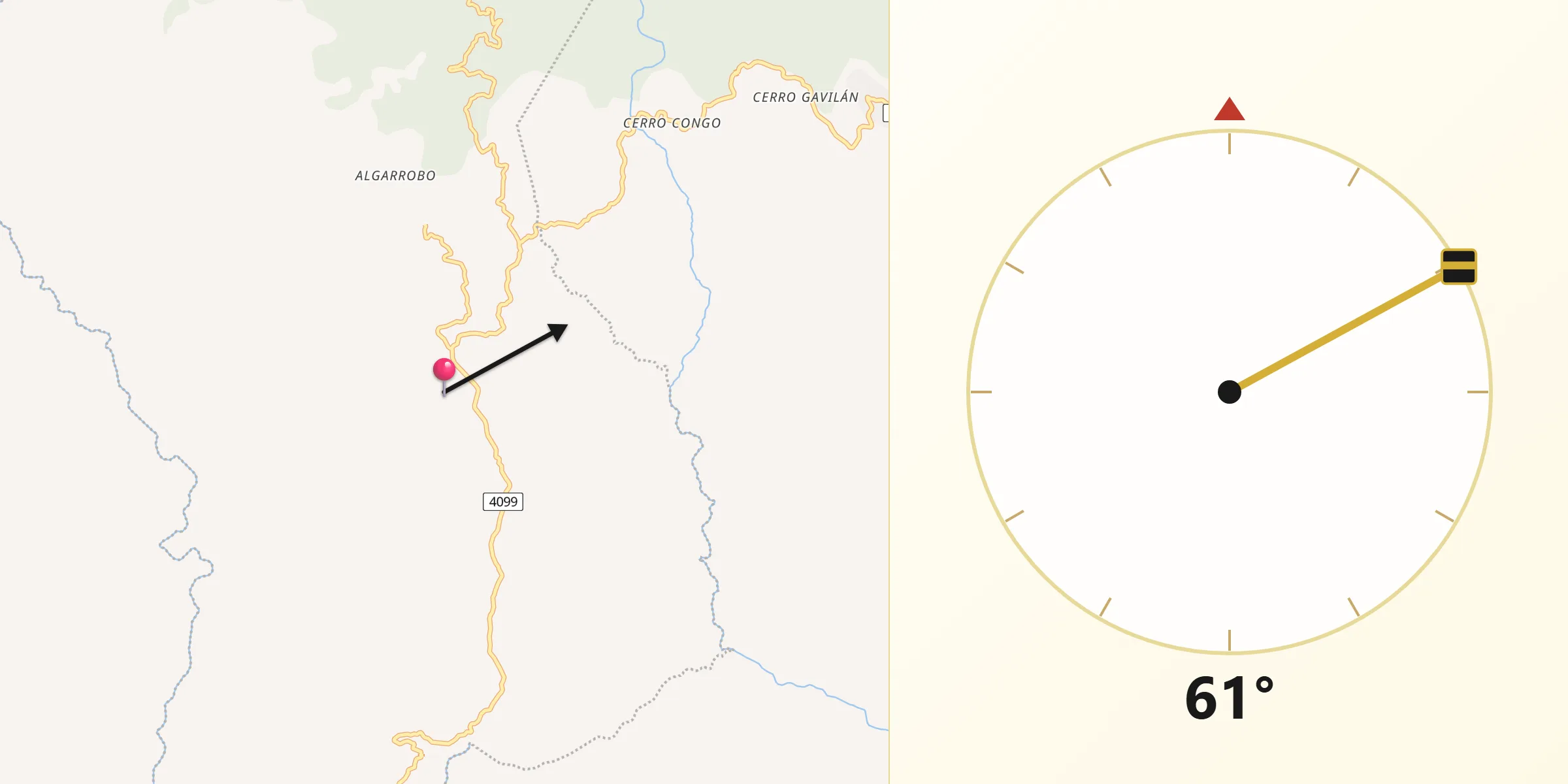 Dirección de la Qibla desde Hato Chami