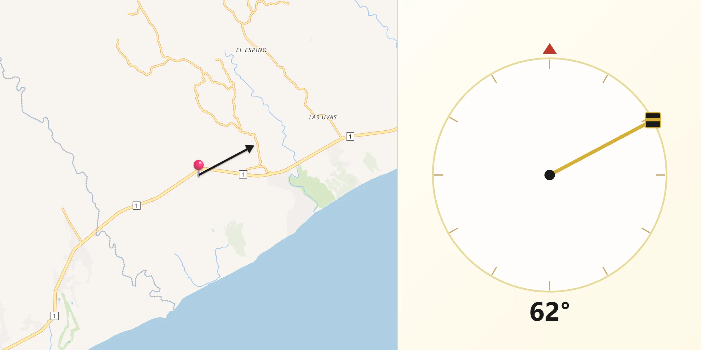 Dirección de la Qibla desde El Higo