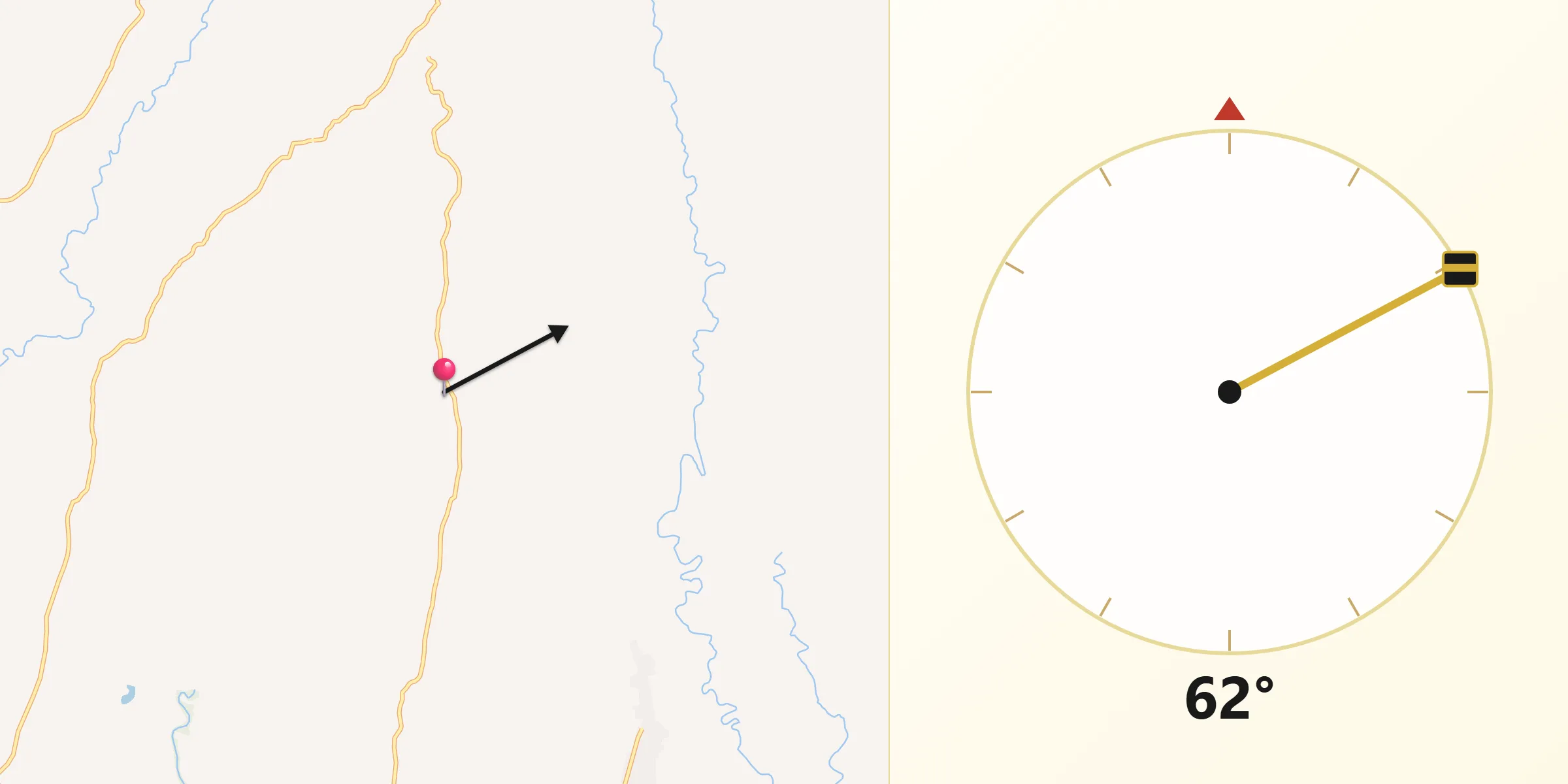 Dirección de la Qibla desde Distrito de Antón