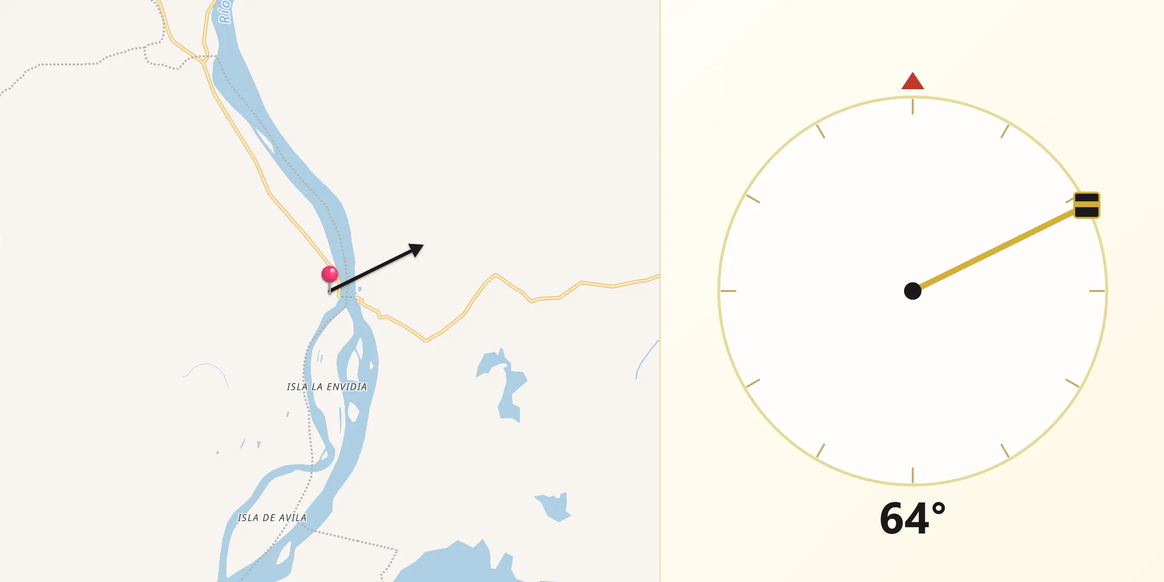 Dirección de la Qibla desde Guaranda