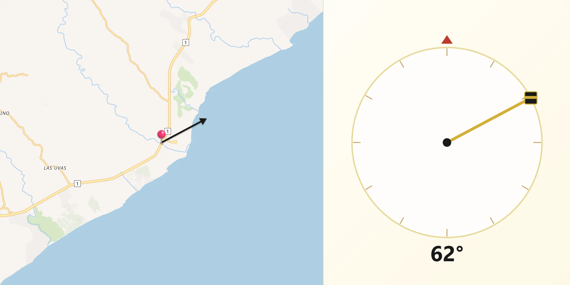 Dirección de la Qibla desde San Carlos