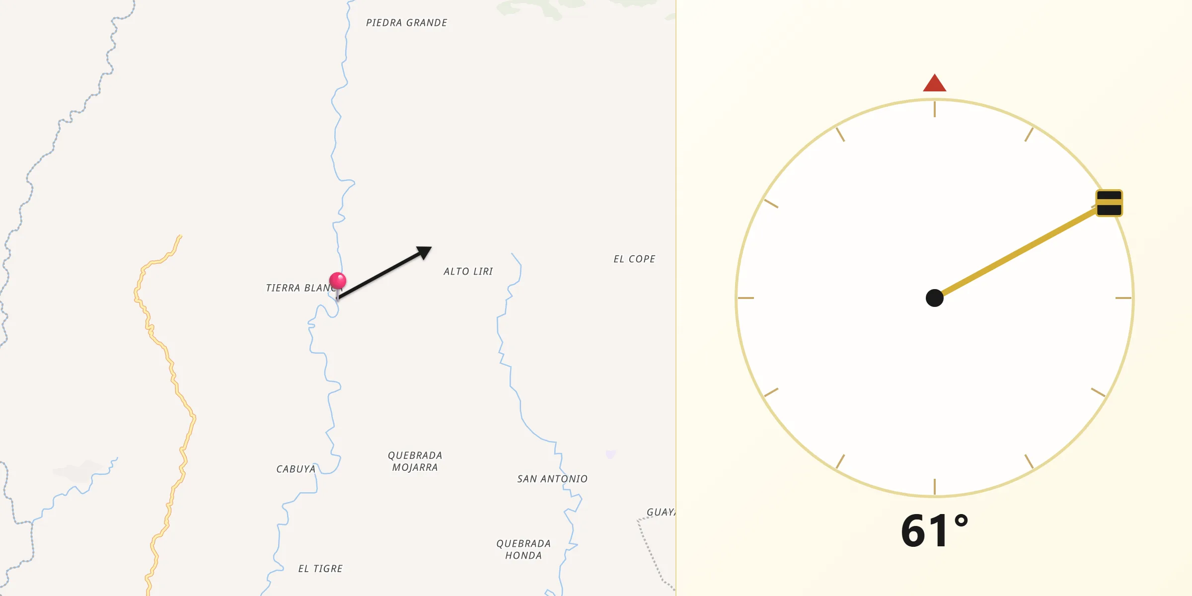 Dirección de la Qibla desde Nurun