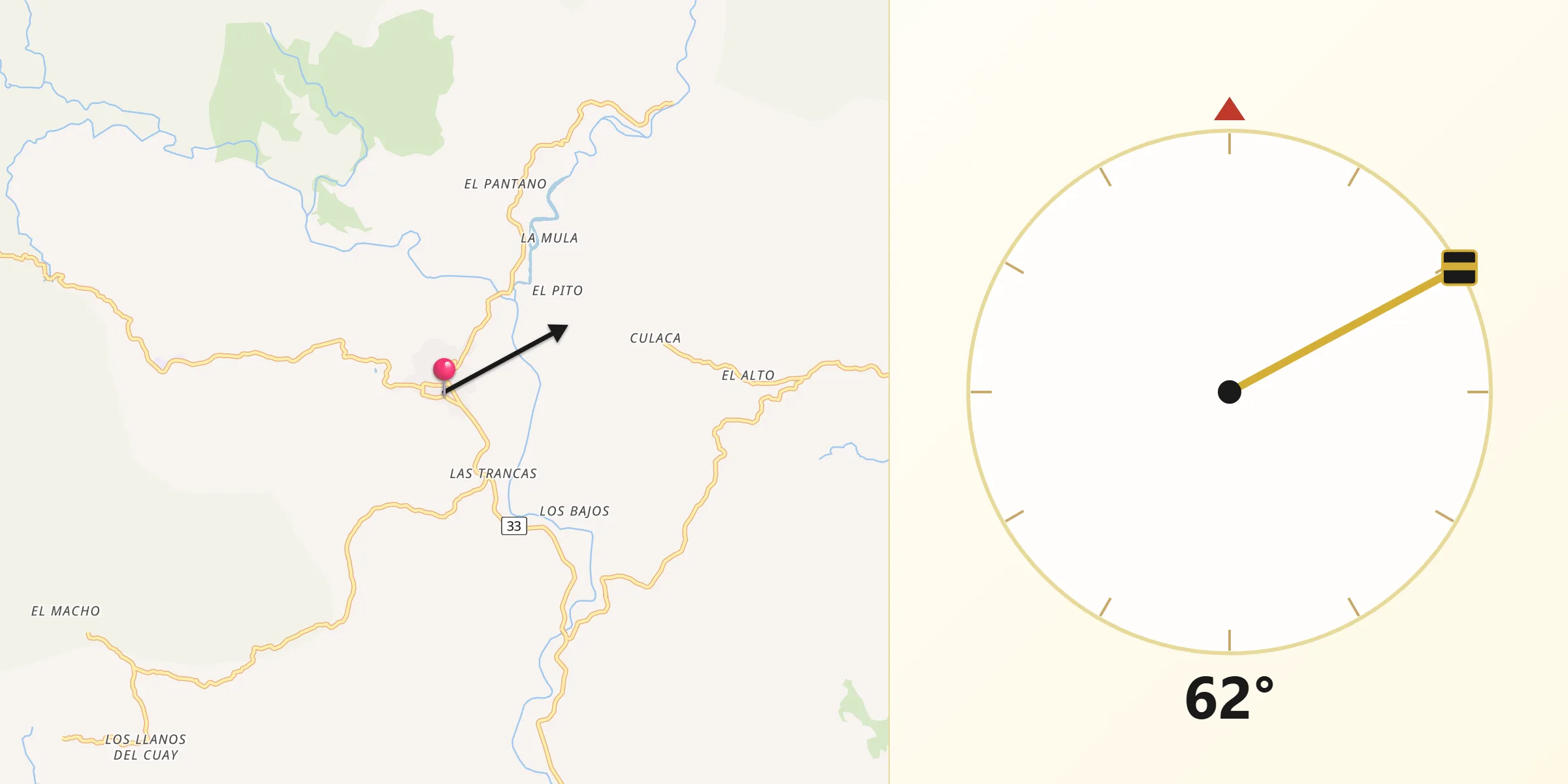 Dirección de la Qibla desde Santa Fé
