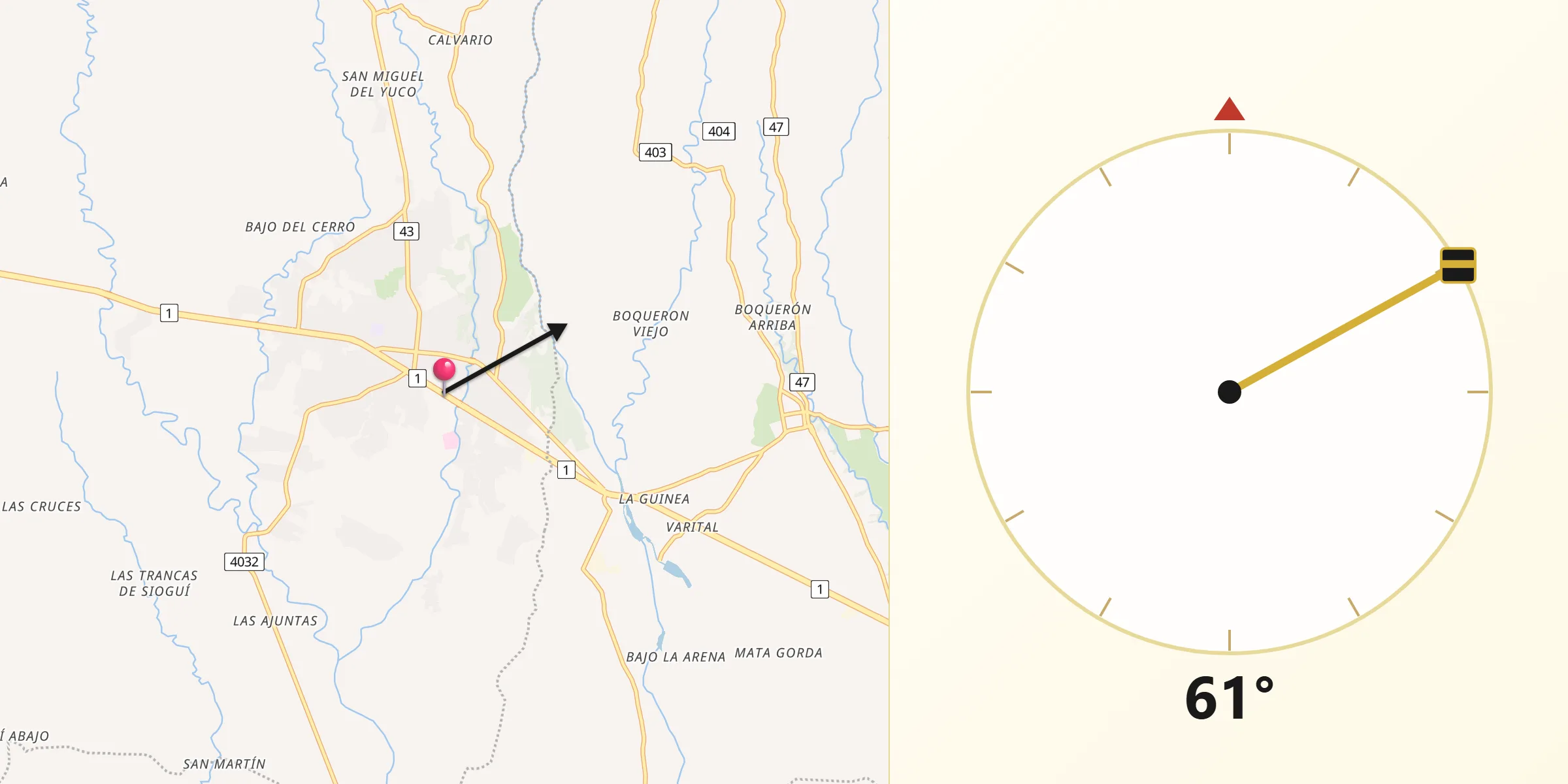 Dirección de la Qibla desde La Concepción