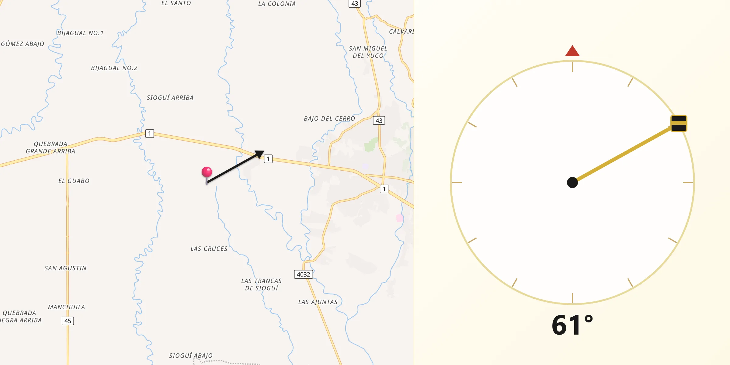 Dirección de la Qibla desde La Estrella