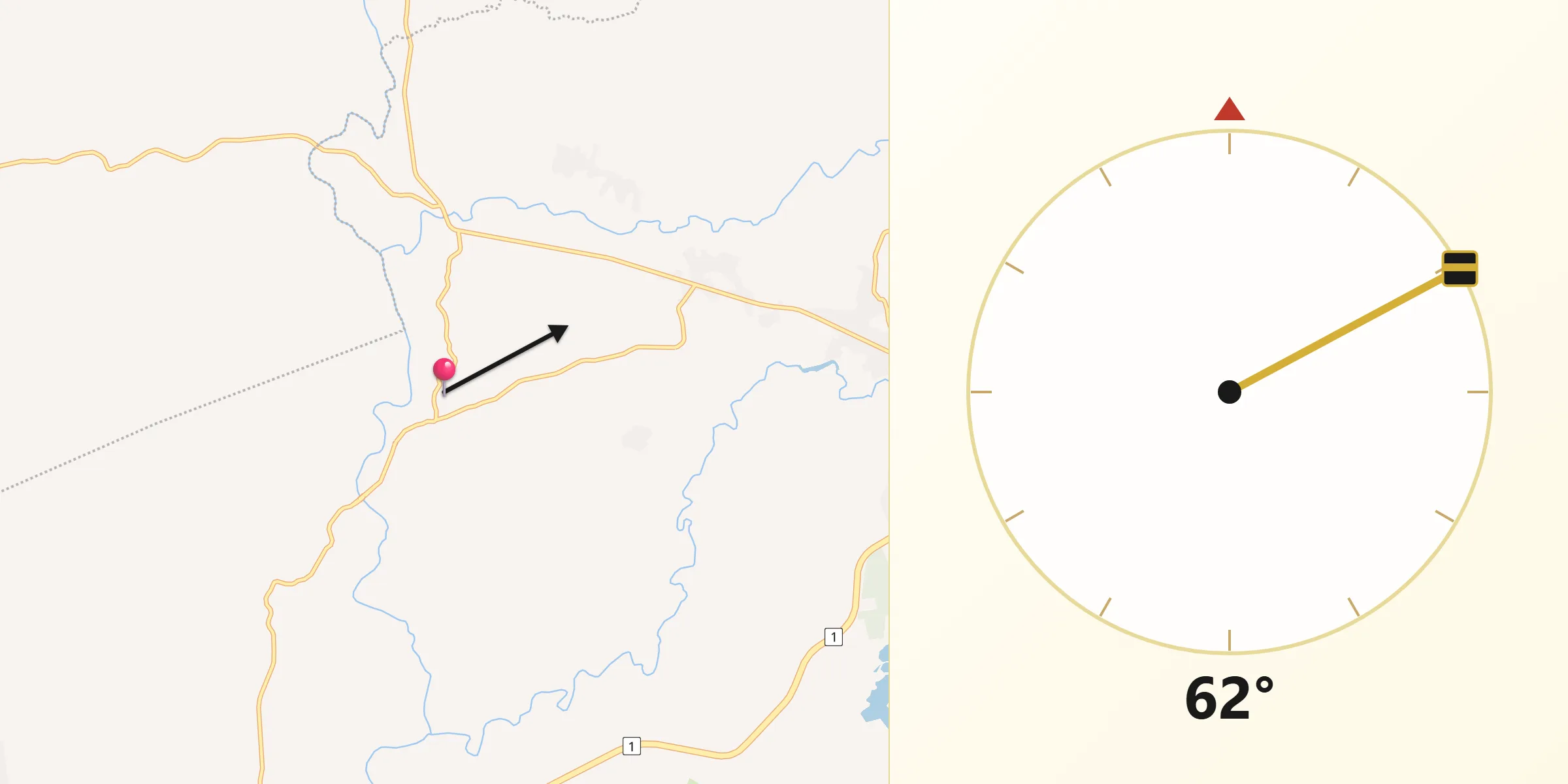 Dirección de la Qibla desde Cañaveral