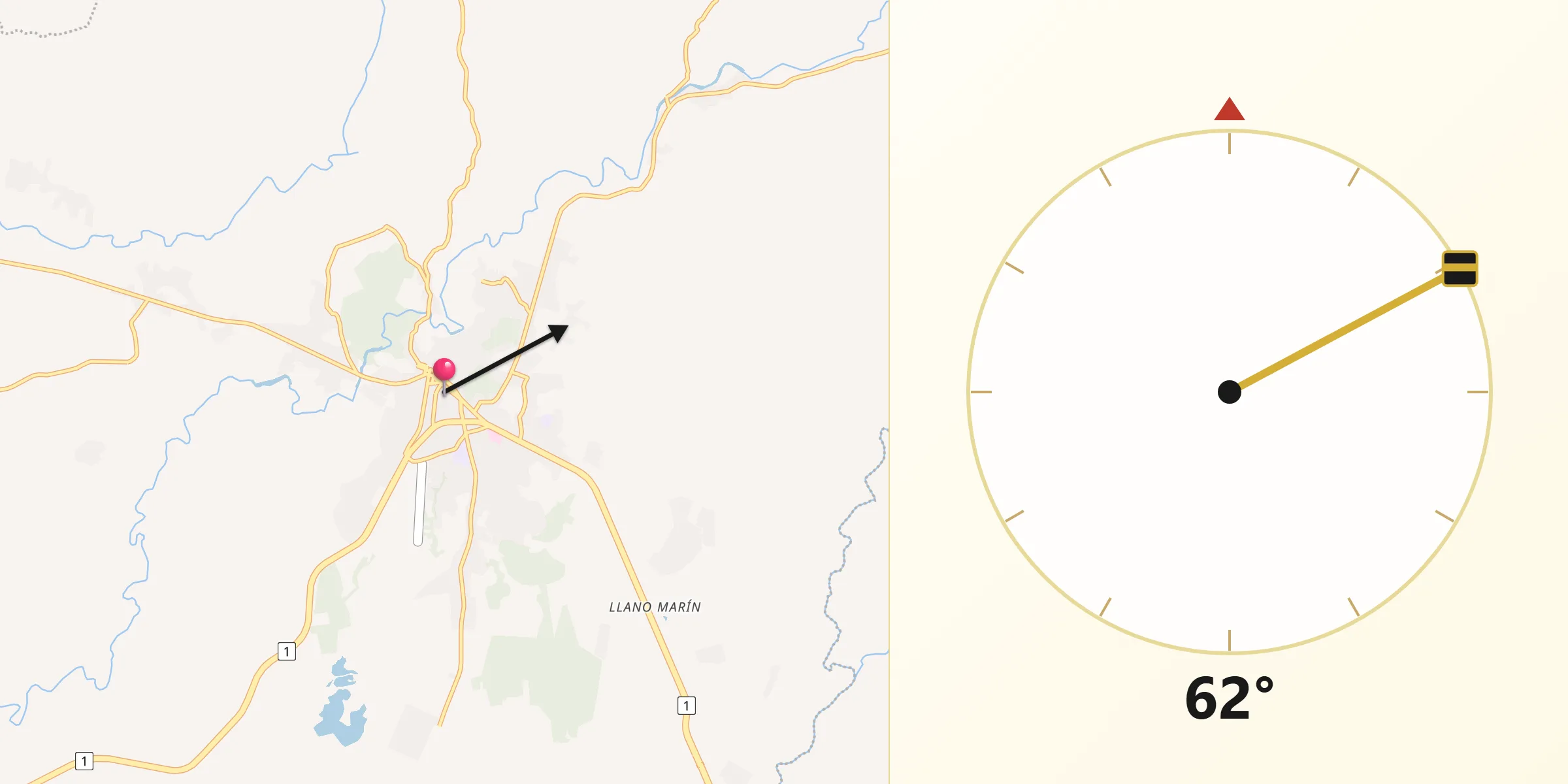 Dirección de la Qibla desde Penonomé