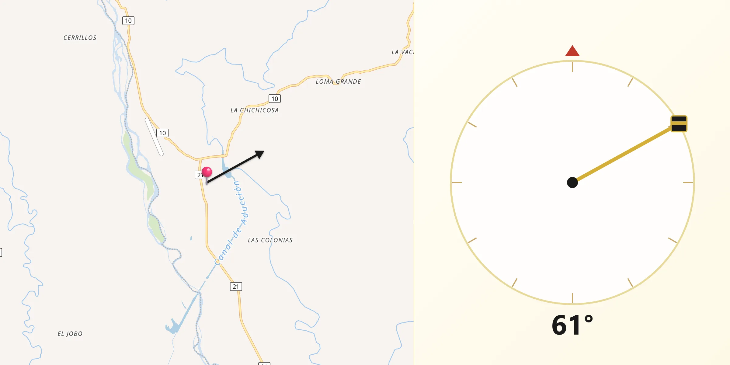 Dirección de la Qibla desde Gualaca