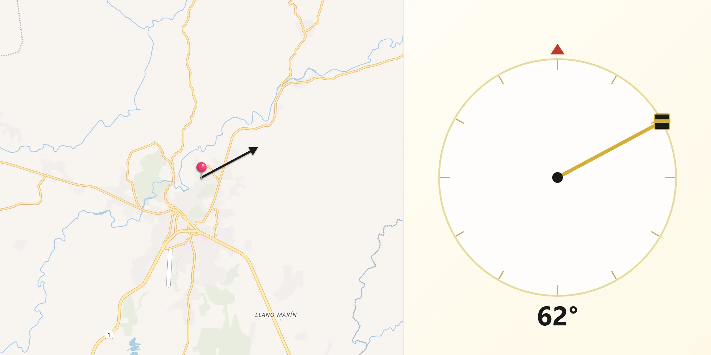 Dirección de la Qibla desde Chigoré