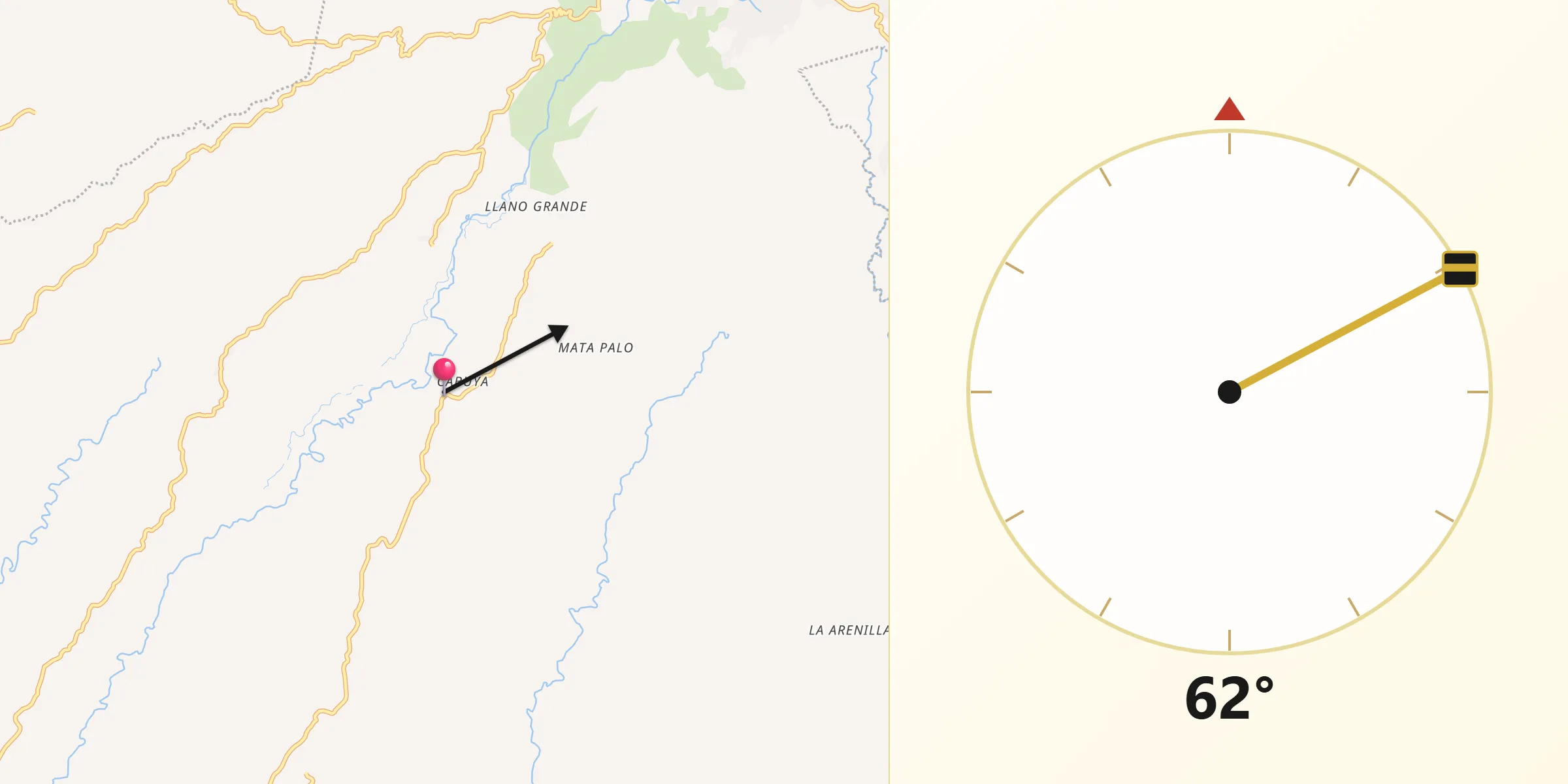 Dirección de la Qibla desde Cabuya