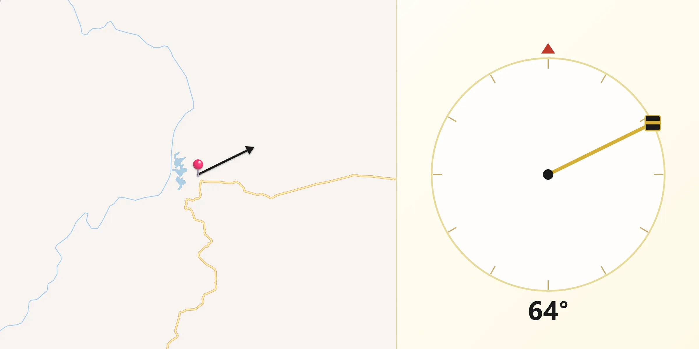 Dirección de la Qibla desde Tiquisio