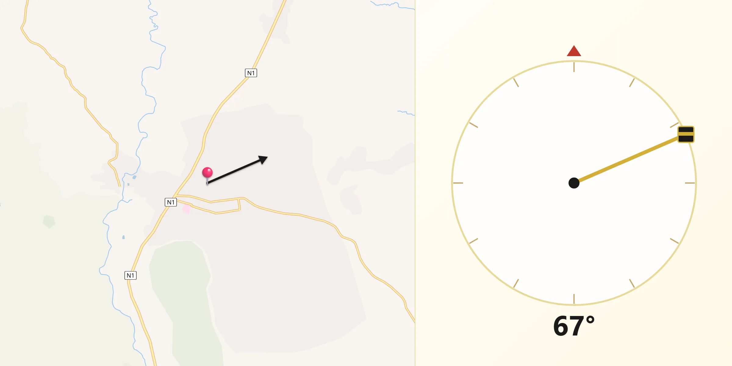 Direction vers la Qibla depuis Sotouboua
