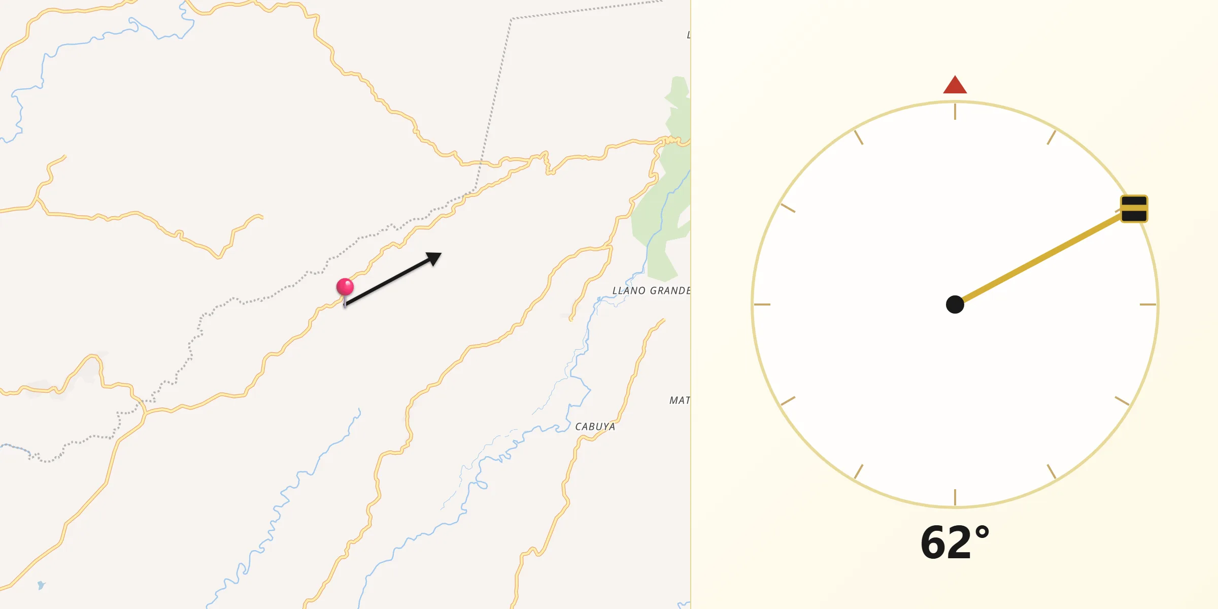 Dirección de la Qibla desde Entradero
