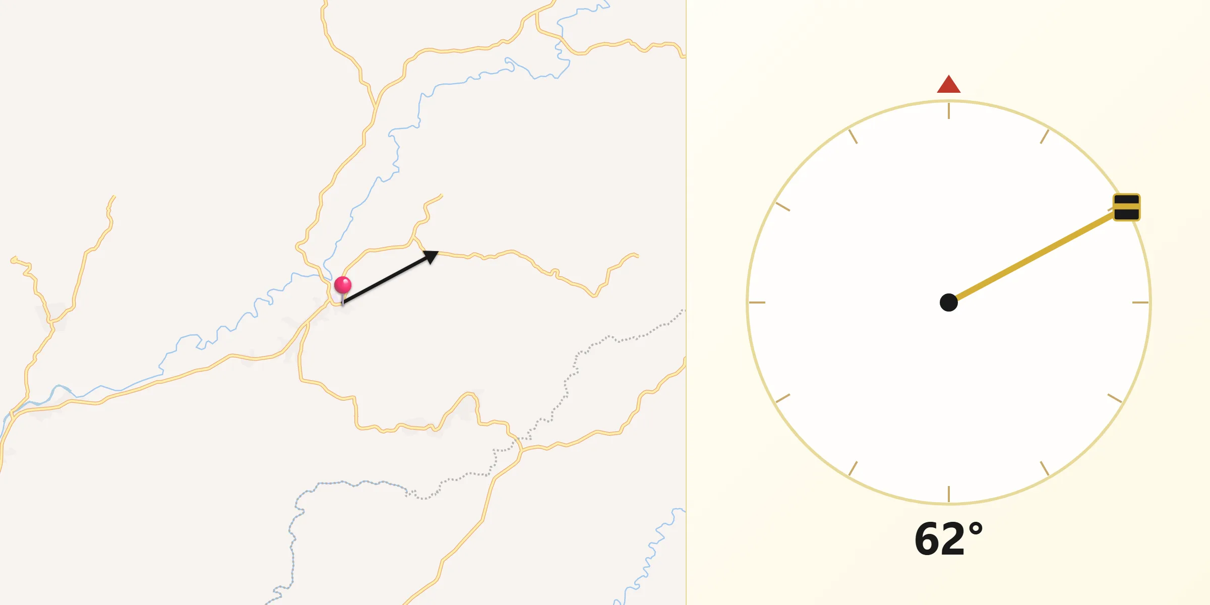 Dirección de la Qibla desde Churuquita Chiquita
