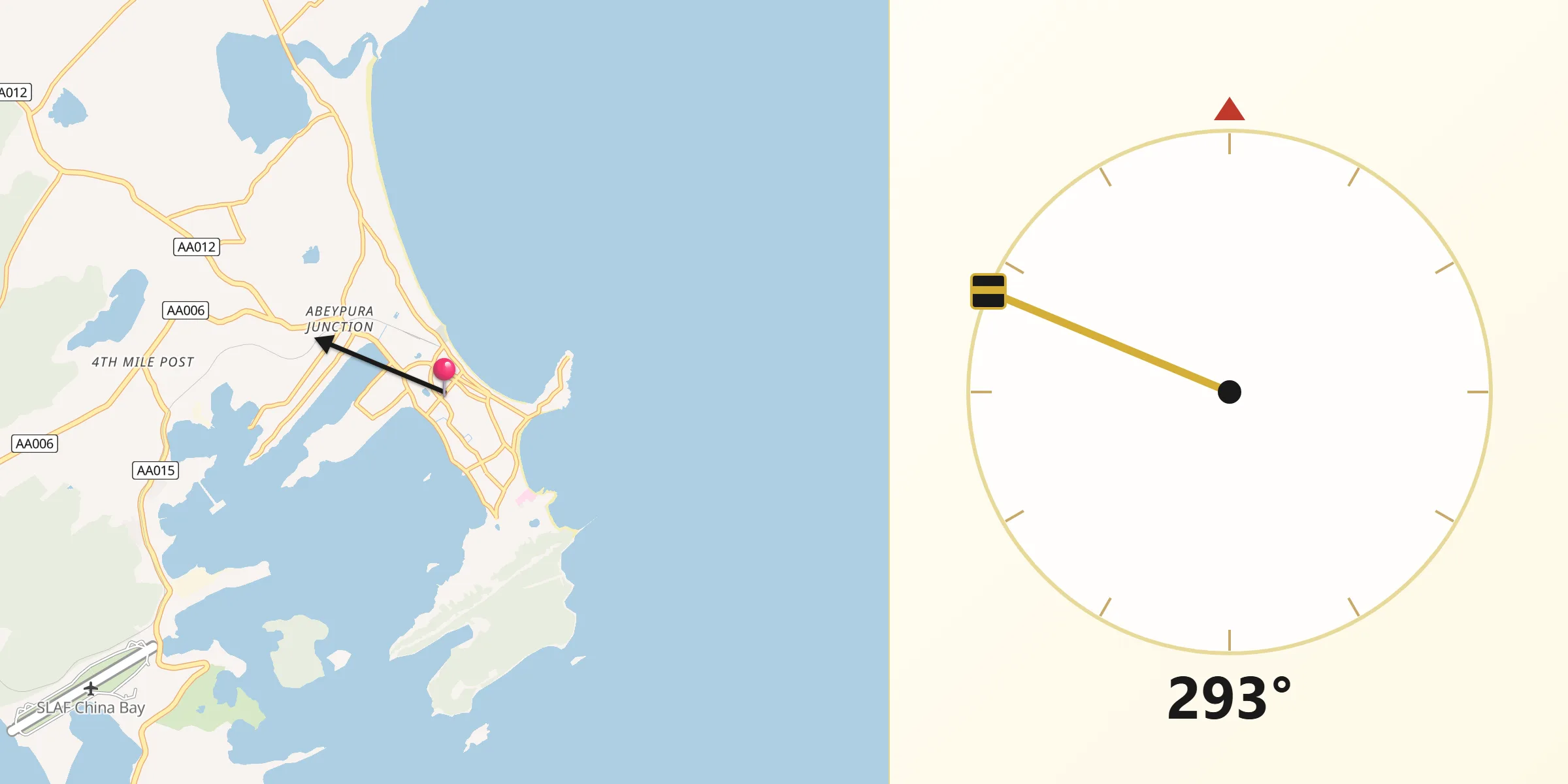 Qibla Direction from Trincomalee