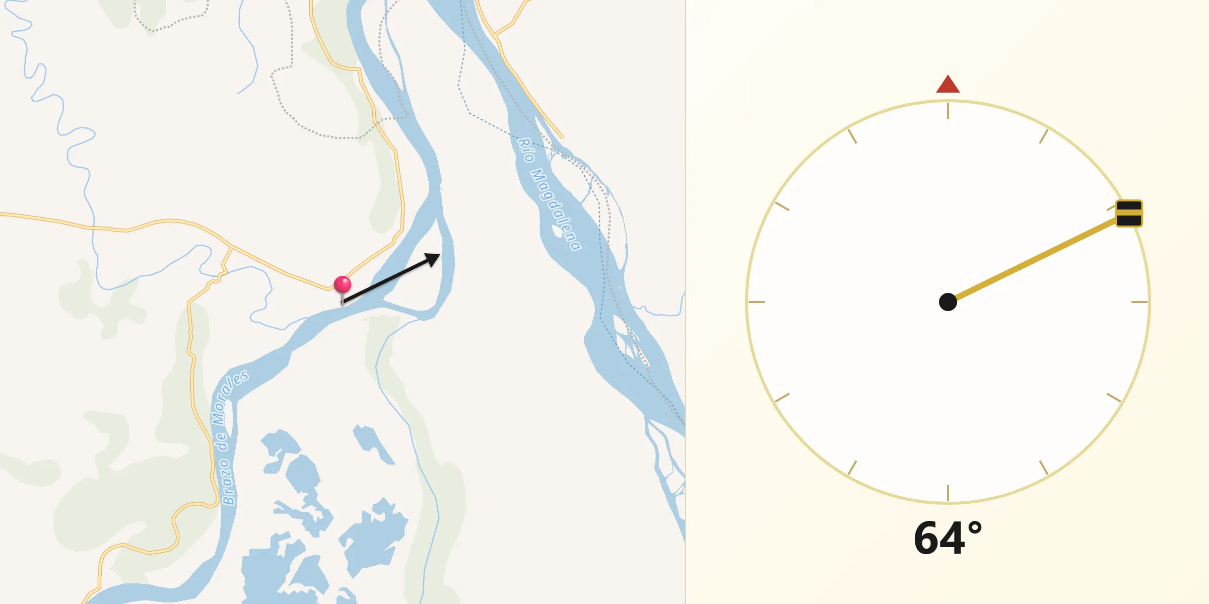 Dirección de la Qibla desde Río Viejo