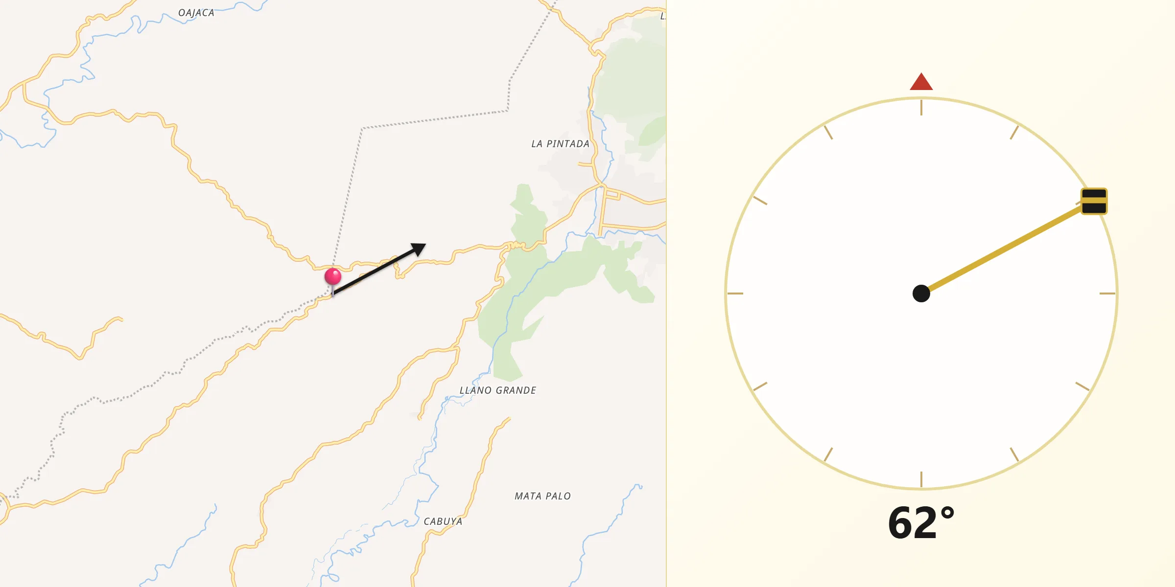 Dirección de la Qibla desde Alto de La Estancia