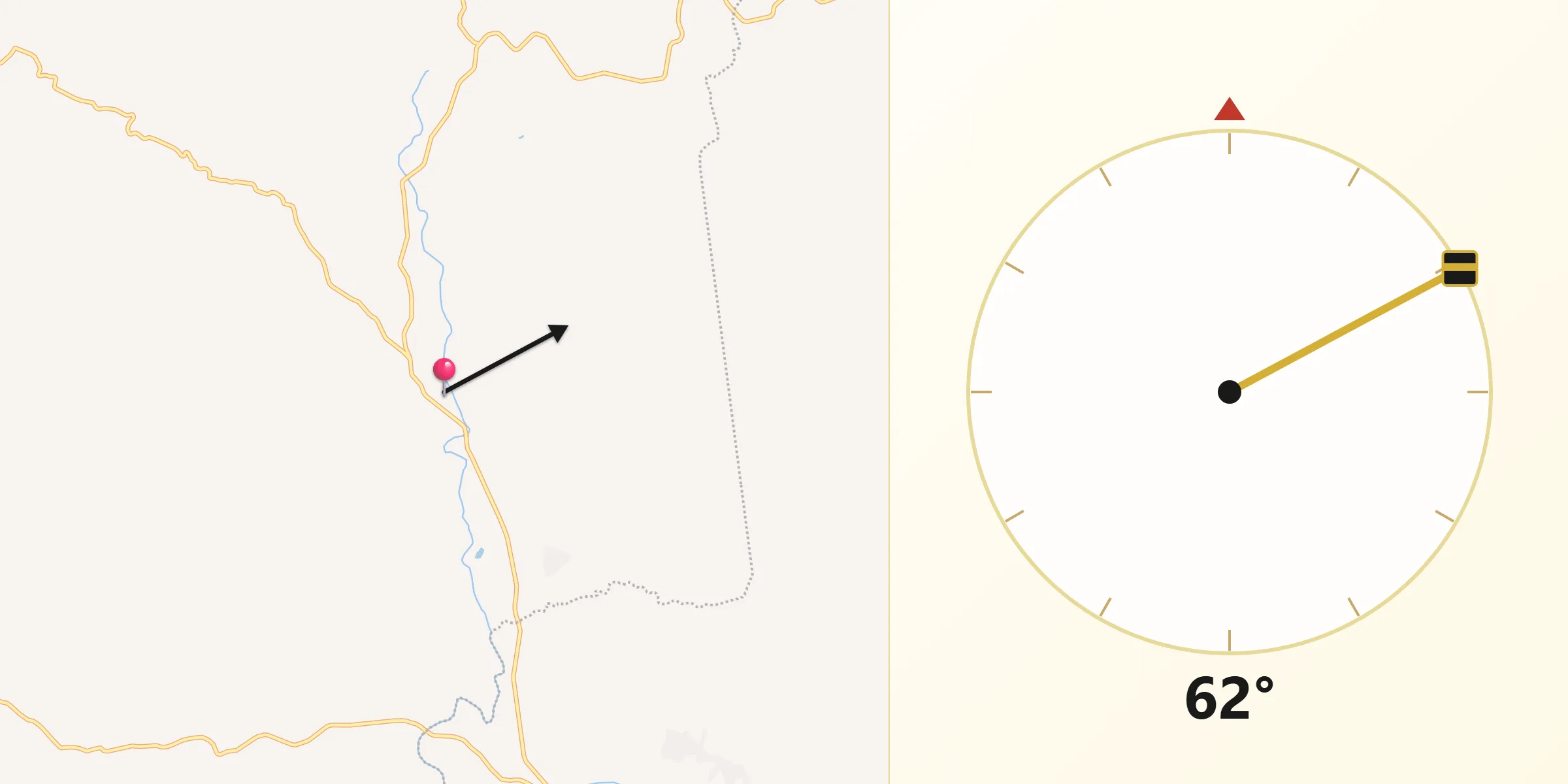 Dirección de la Qibla desde La Pintada