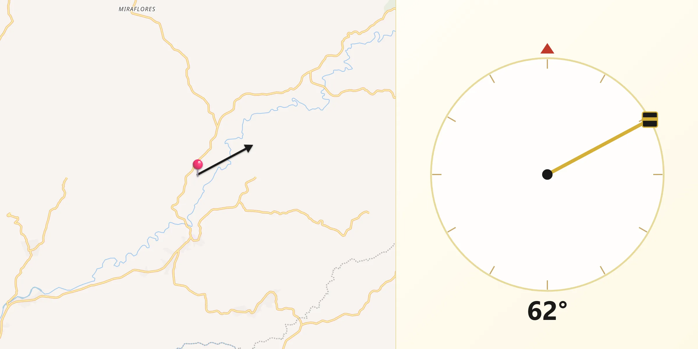 Dirección de la Qibla desde Churuquita Grande