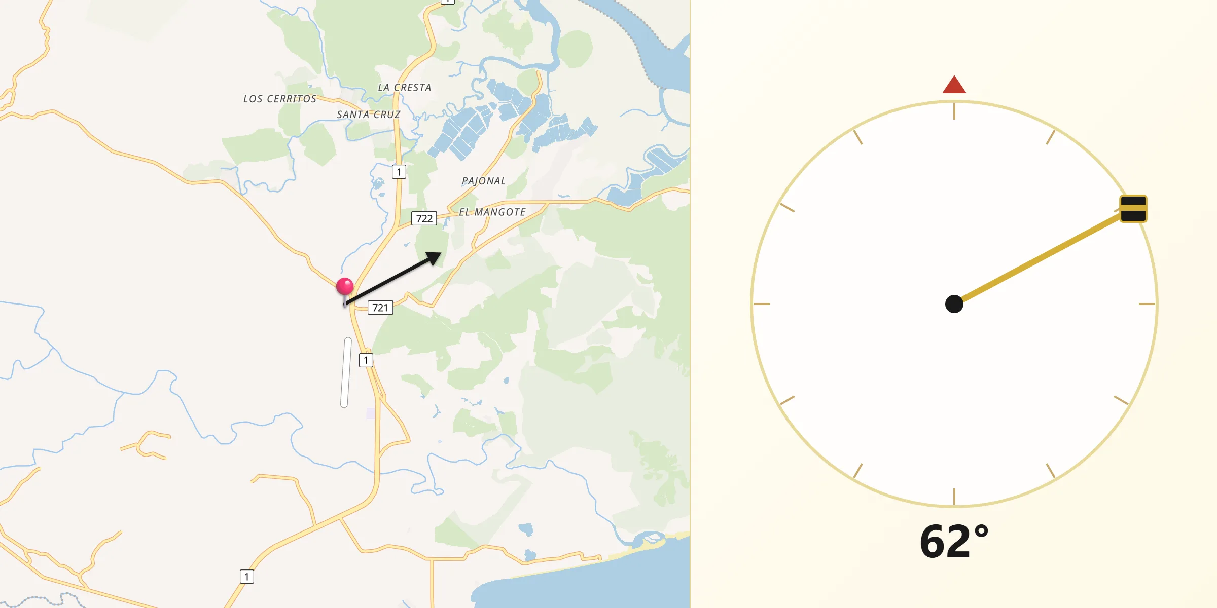 Dirección de la Qibla desde Bejuco