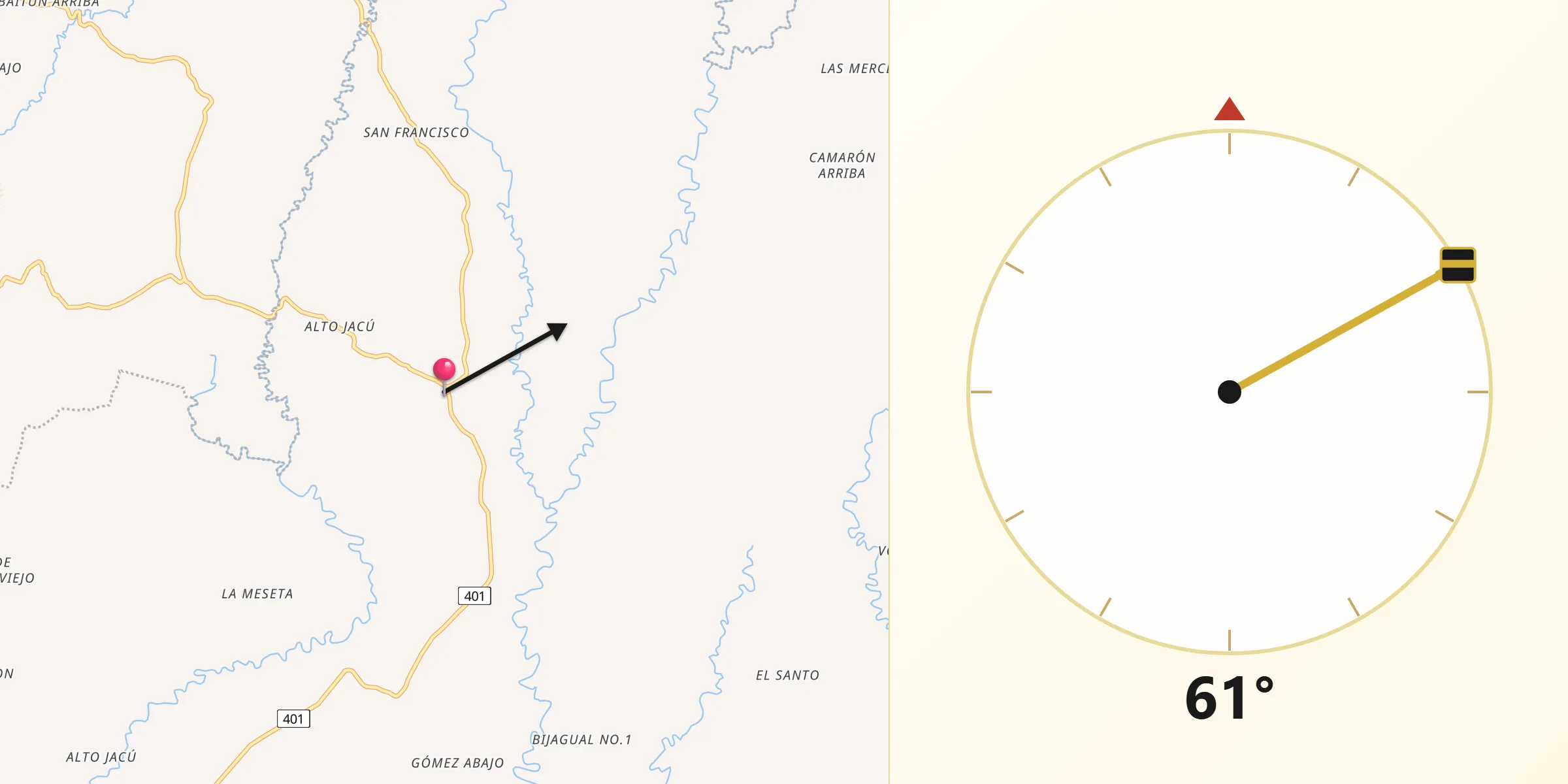 Dirección de la Qibla desde San Andrés