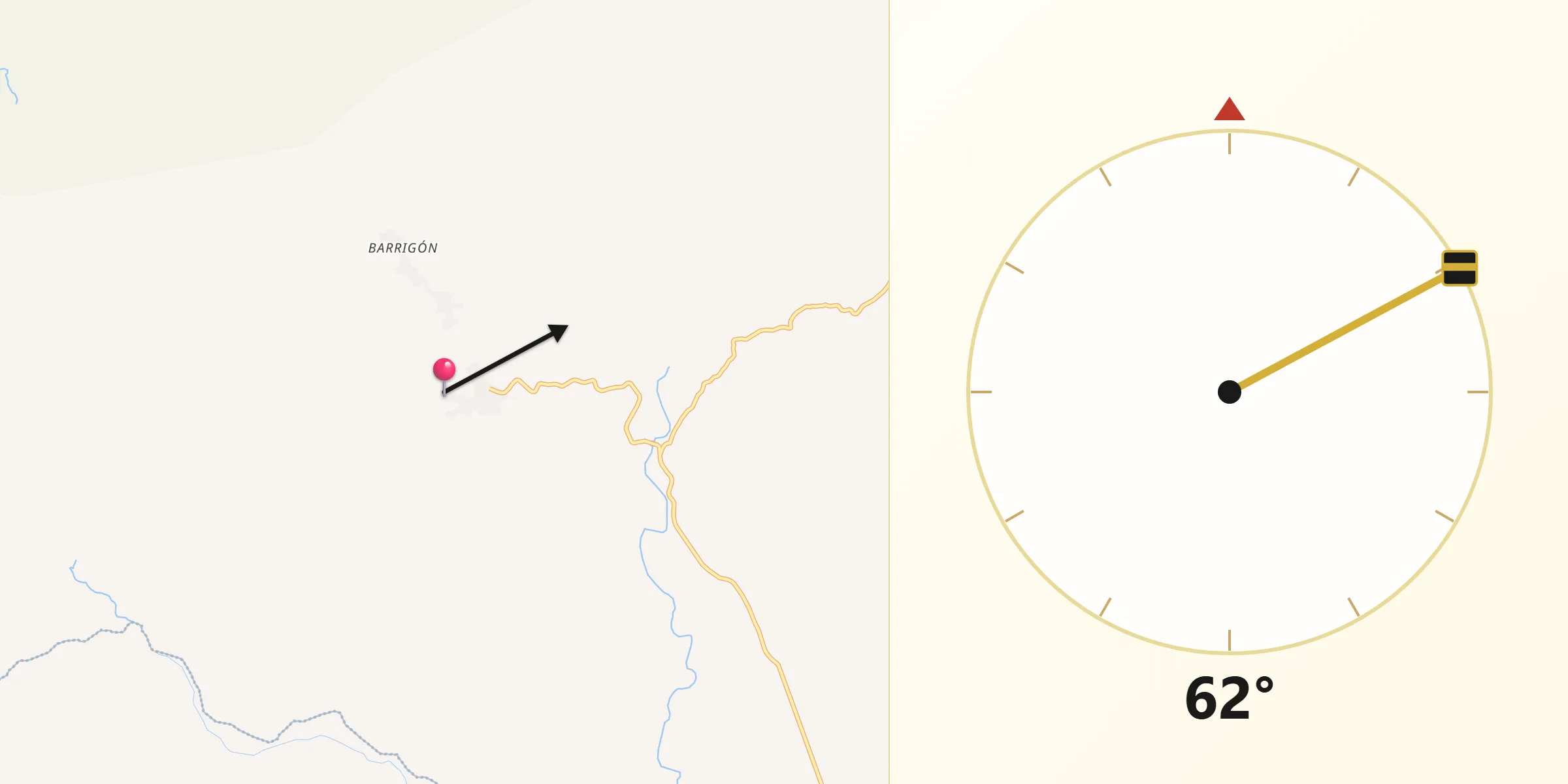 Dirección de la Qibla desde El Copé