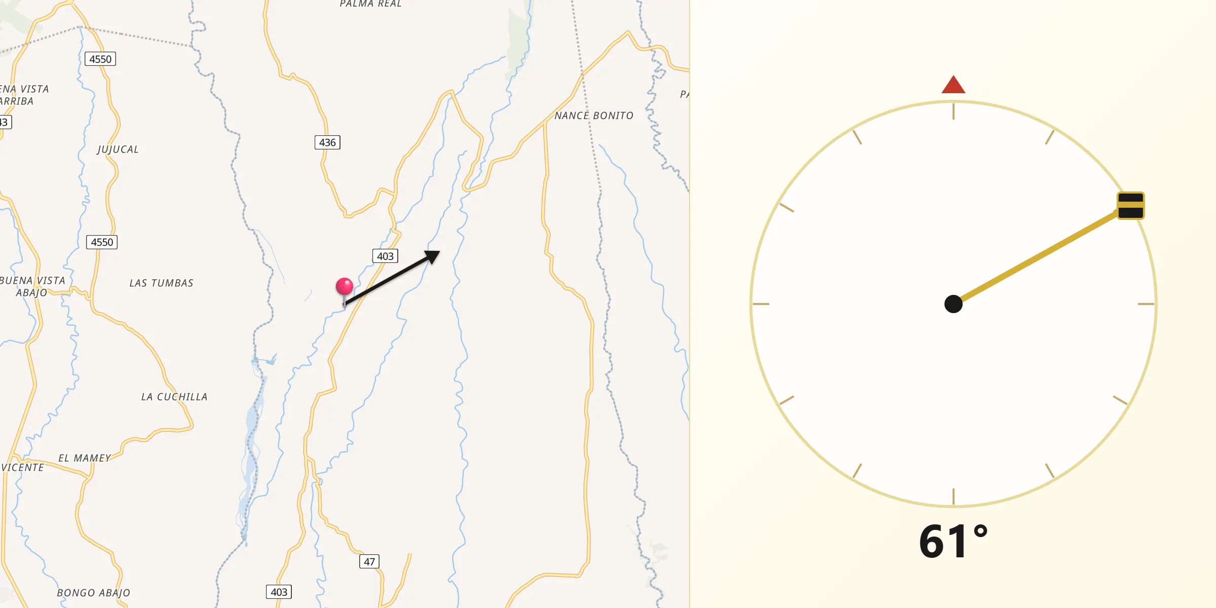 Dirección de la Qibla desde Guayabal