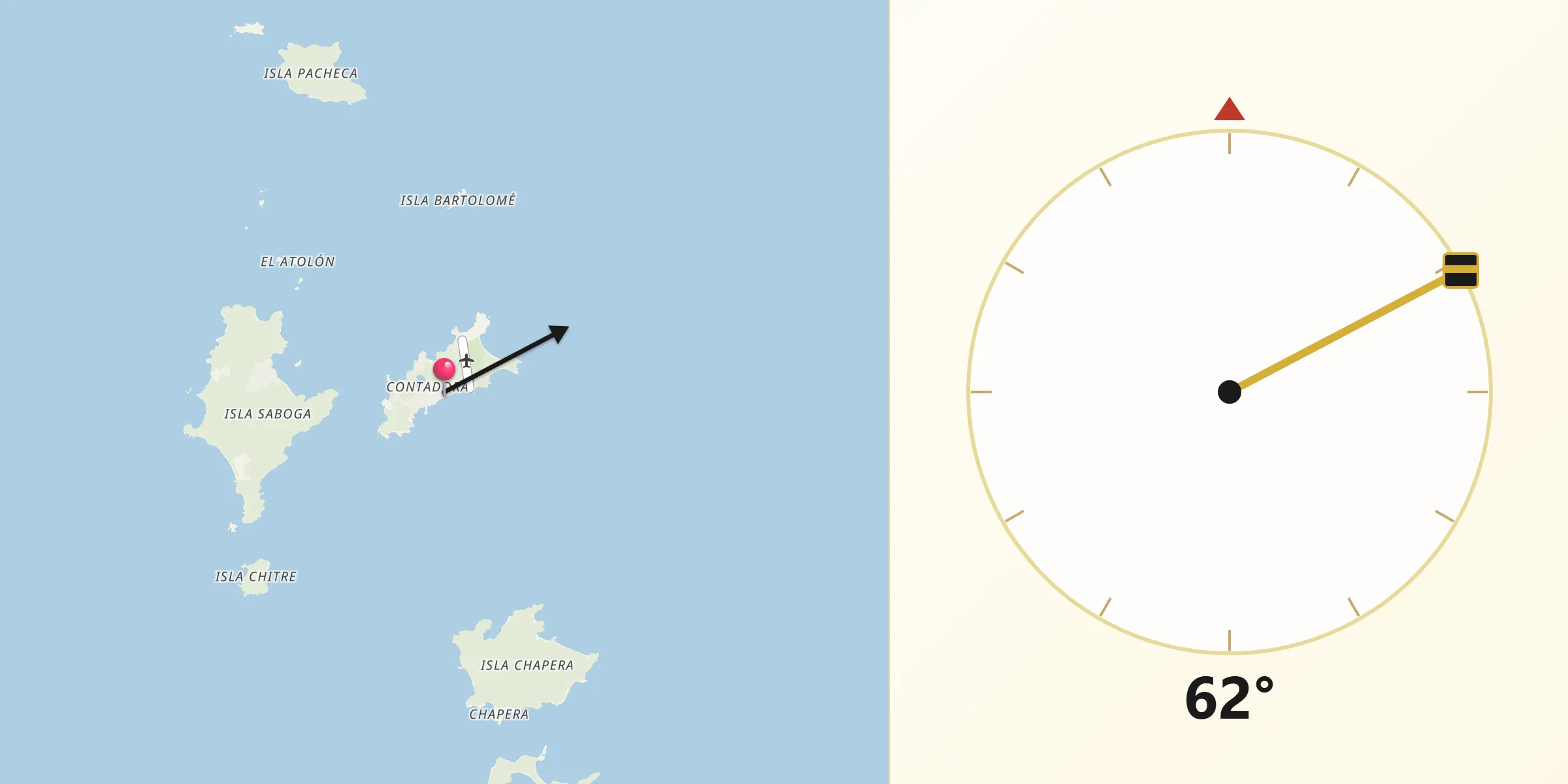 Dirección de la Qibla desde Contadora