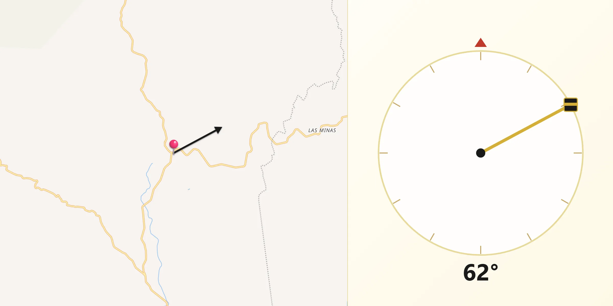 Dirección de la Qibla desde Llano Grande