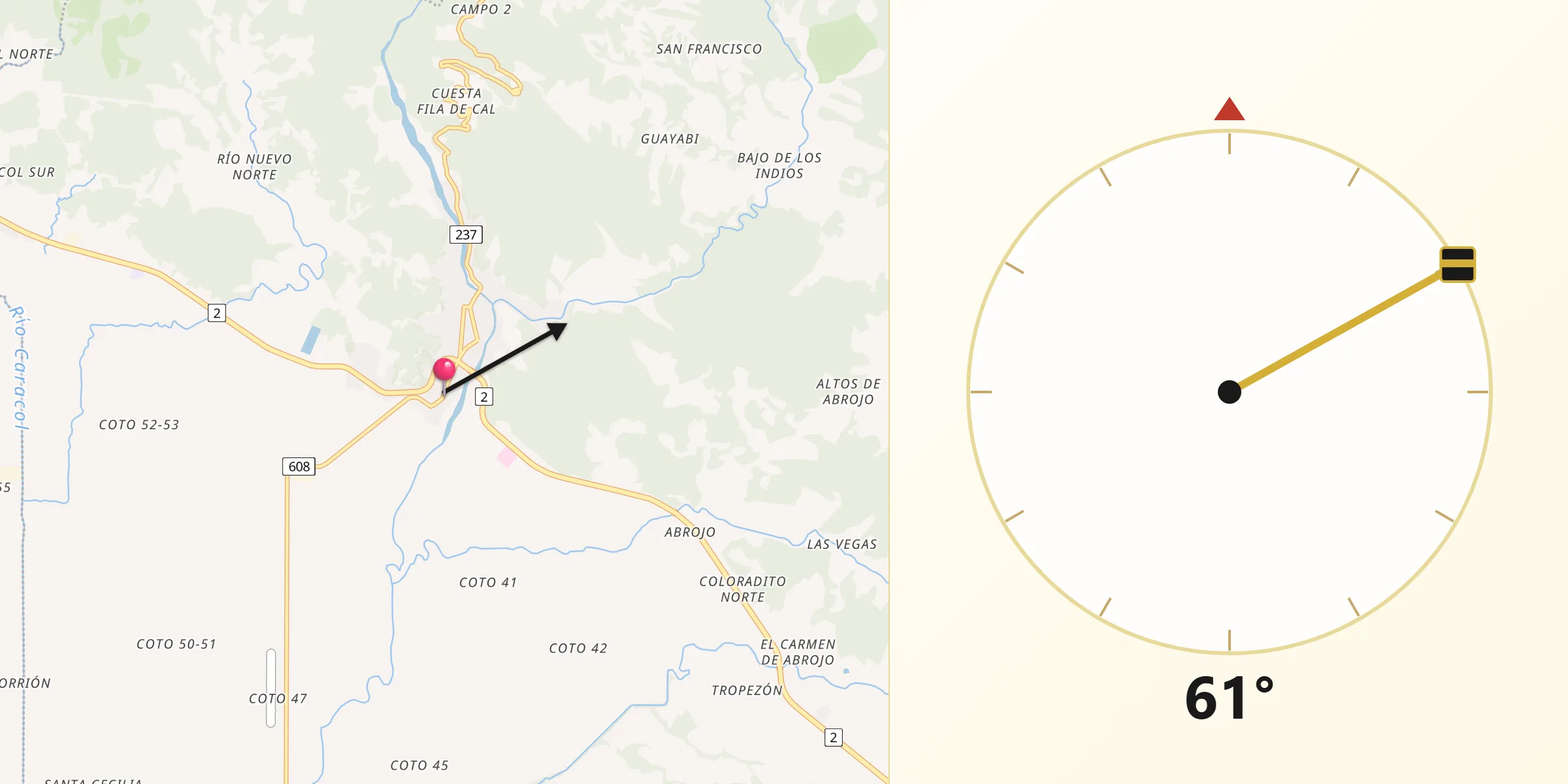 Dirección de la Qibla desde Corredor